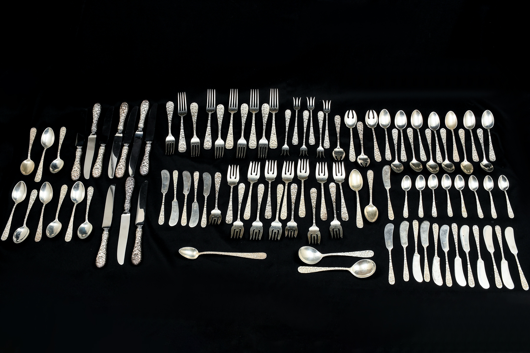 96 PC STIEFF REPOUSSE STERLING 27613b