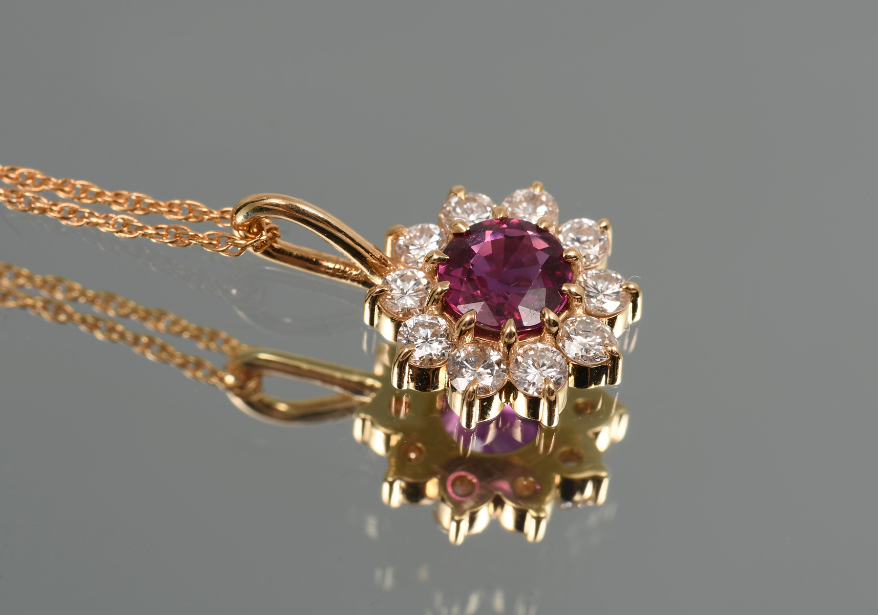 14K RUBY DIAMOND PENDANT NECKLACE  276151