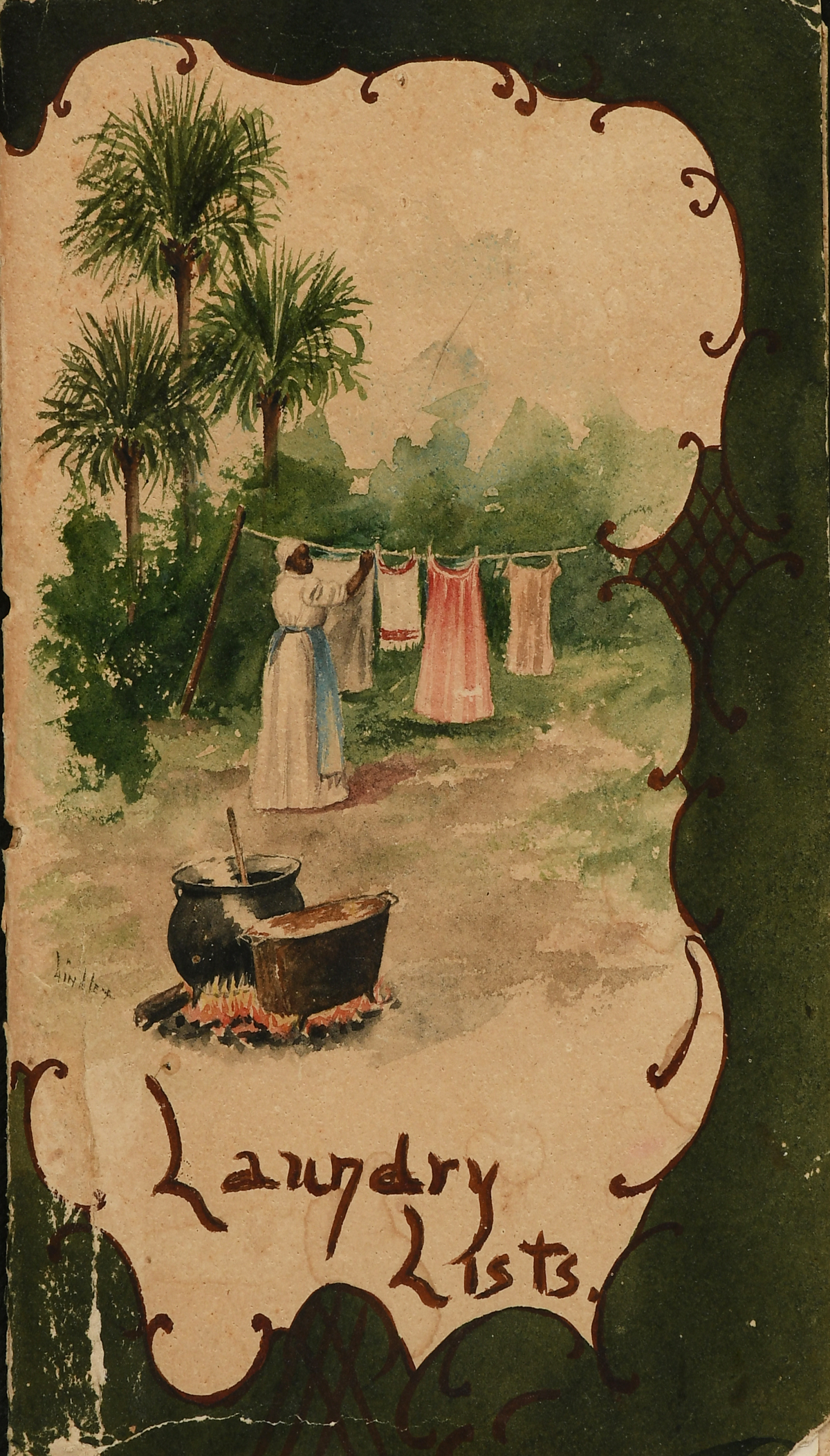 TWO FLORIDA PAINTINGS: 1) ''Laundry