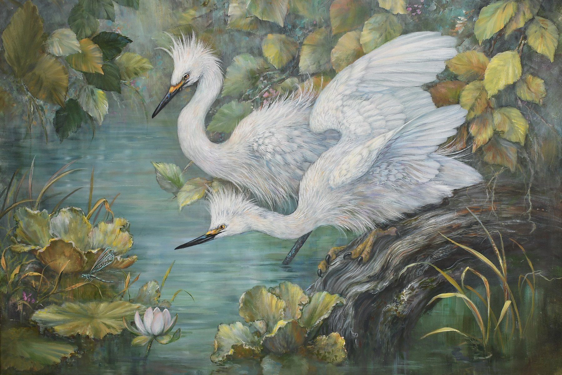 FLORIDA EGRETS PAINTING BY CISCO: