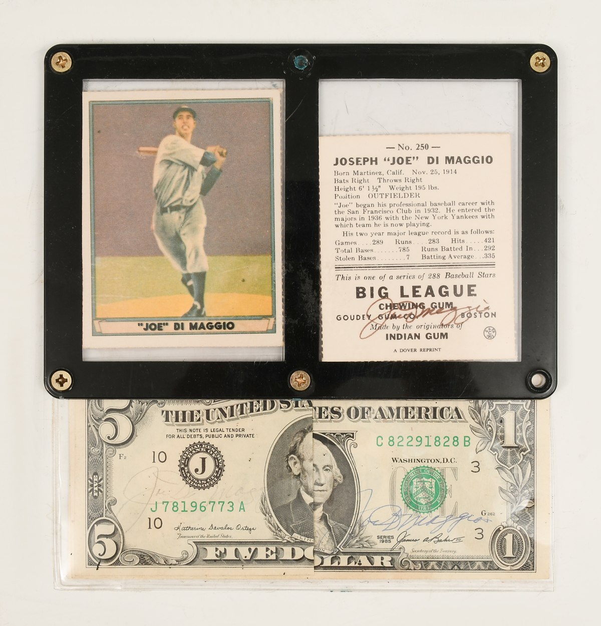 FOUR JOE DIMAGGIO AUTOGRAPHS: 1) Two