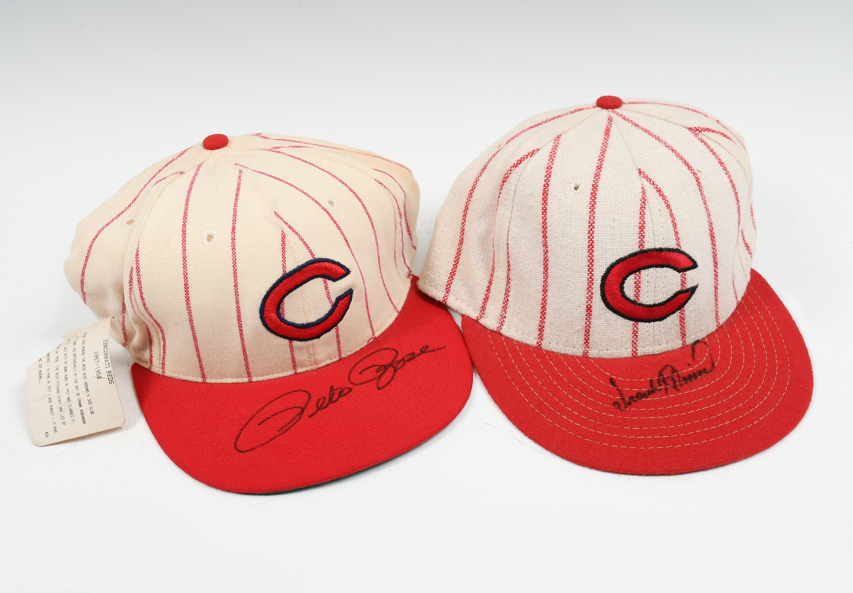 TWO SIGNED CINCINATTI REDS HATS