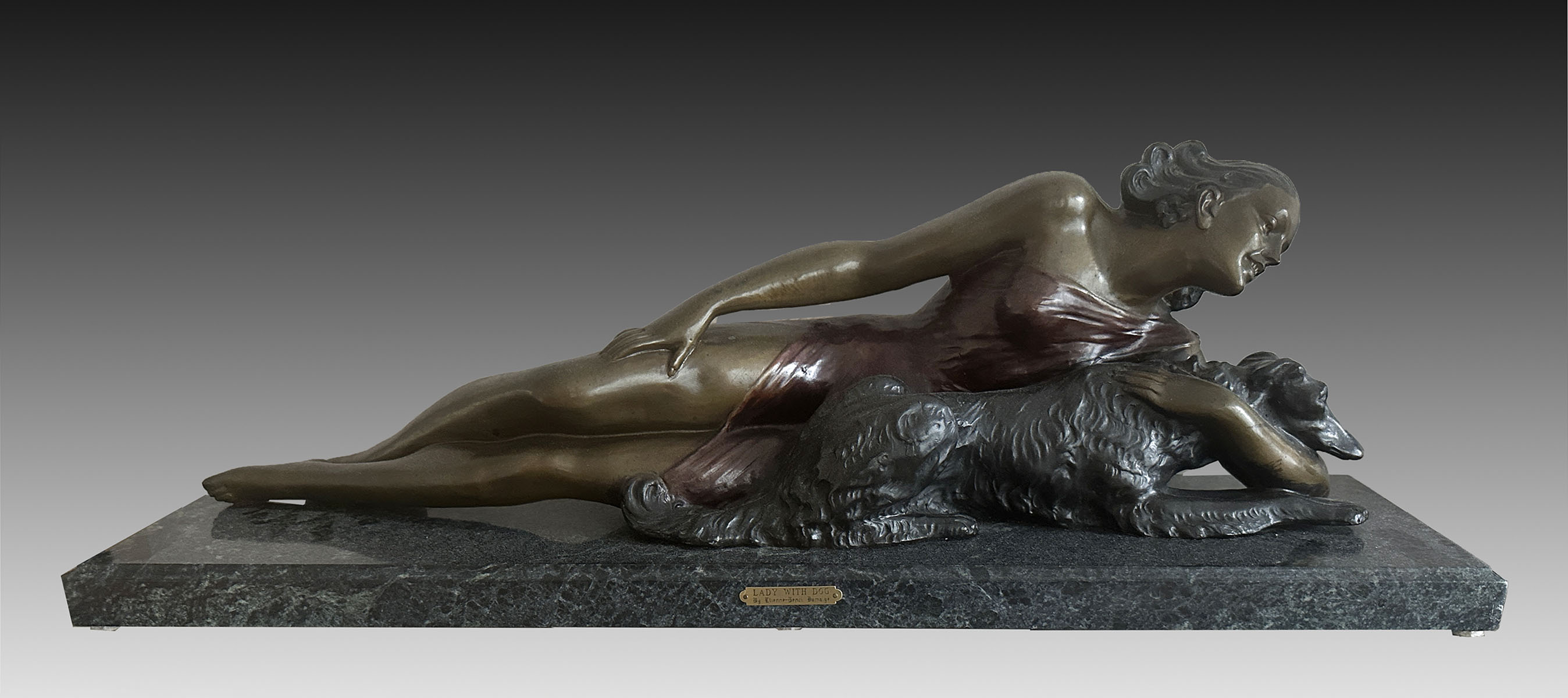 DECO-STYLE BRONZE RECLINING ''WOMAN