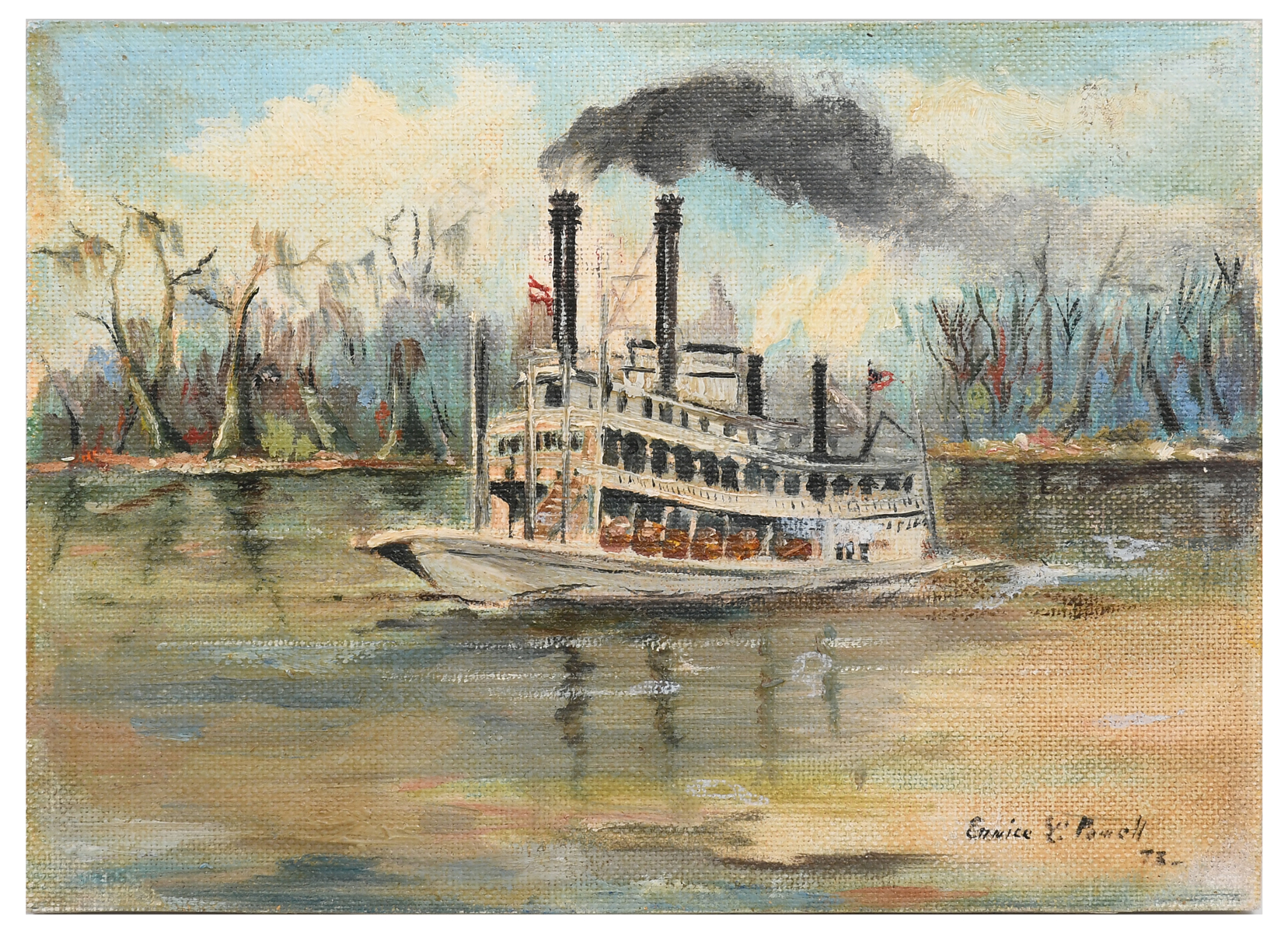 EUNICE POWELL STEAMBOAT PAINTING: