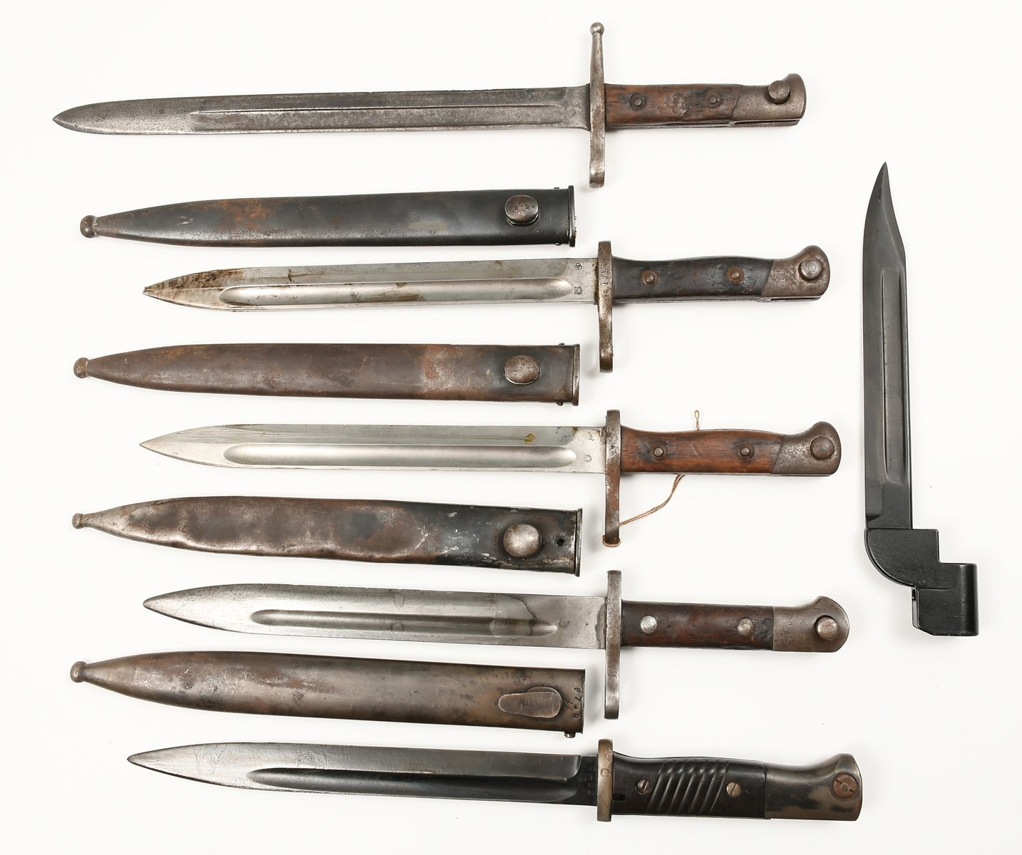 6PC. BAYONET COLLECTION: 1) Wood handle