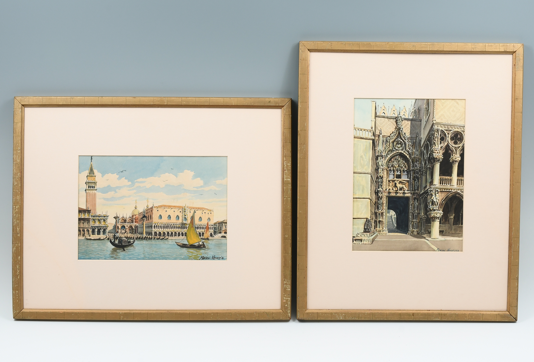 TWO VENICE PAINTINGS BY MARINI: