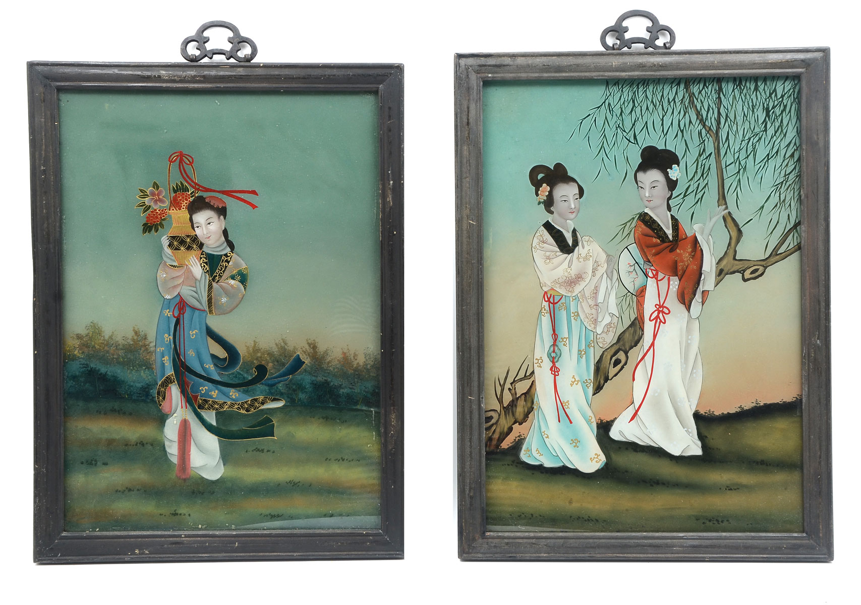 TWO ORIENTAL REVERSE PAINTINGS 276b1a