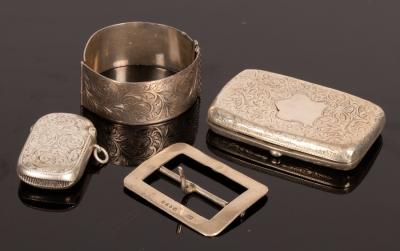 An engraved silver vesta case,