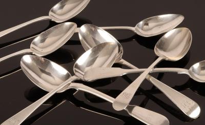 Four silver dessert spoons, Sheffield