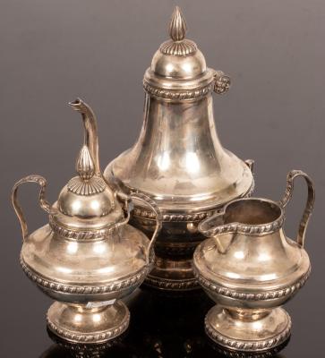 An Egyptian silver four-piece tea