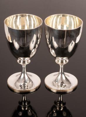 A pair of Sterling silver goblets,