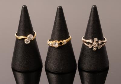 A diamond crossover ring, the stones