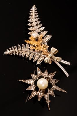 A Victorian diamond and pearl starburst