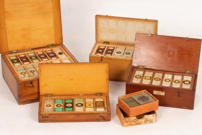 A quantity of microscope slides by Charles