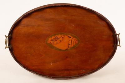 An Edwardian oval mahogany tray 279715