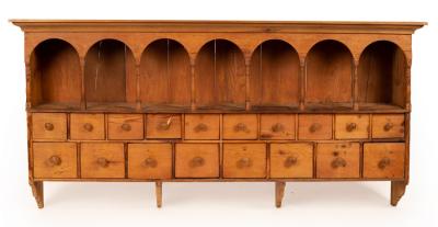 A pine spice rack with a seven arch 27975f