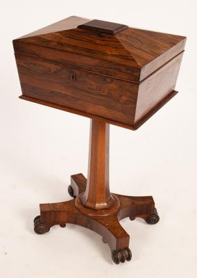 A Regency rosewood teapoy of sarcophagus 2797d2
