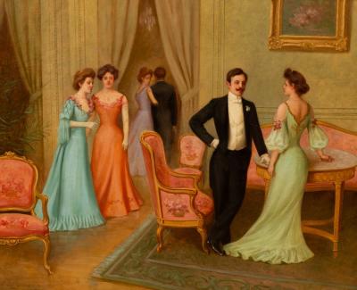 G L Coulet/Figures in Evening Dress/oil