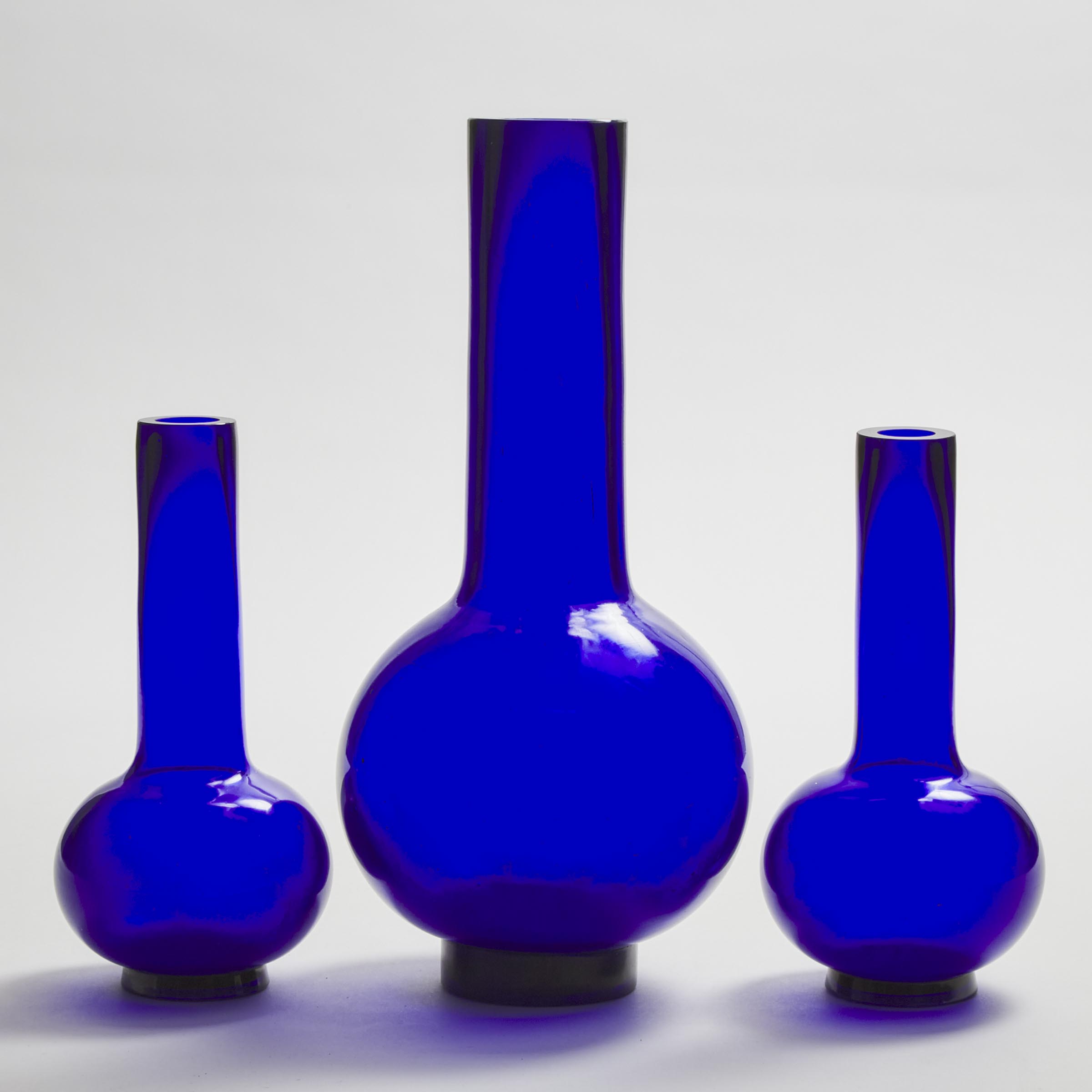 A Group of Three Blue Peking Glass
