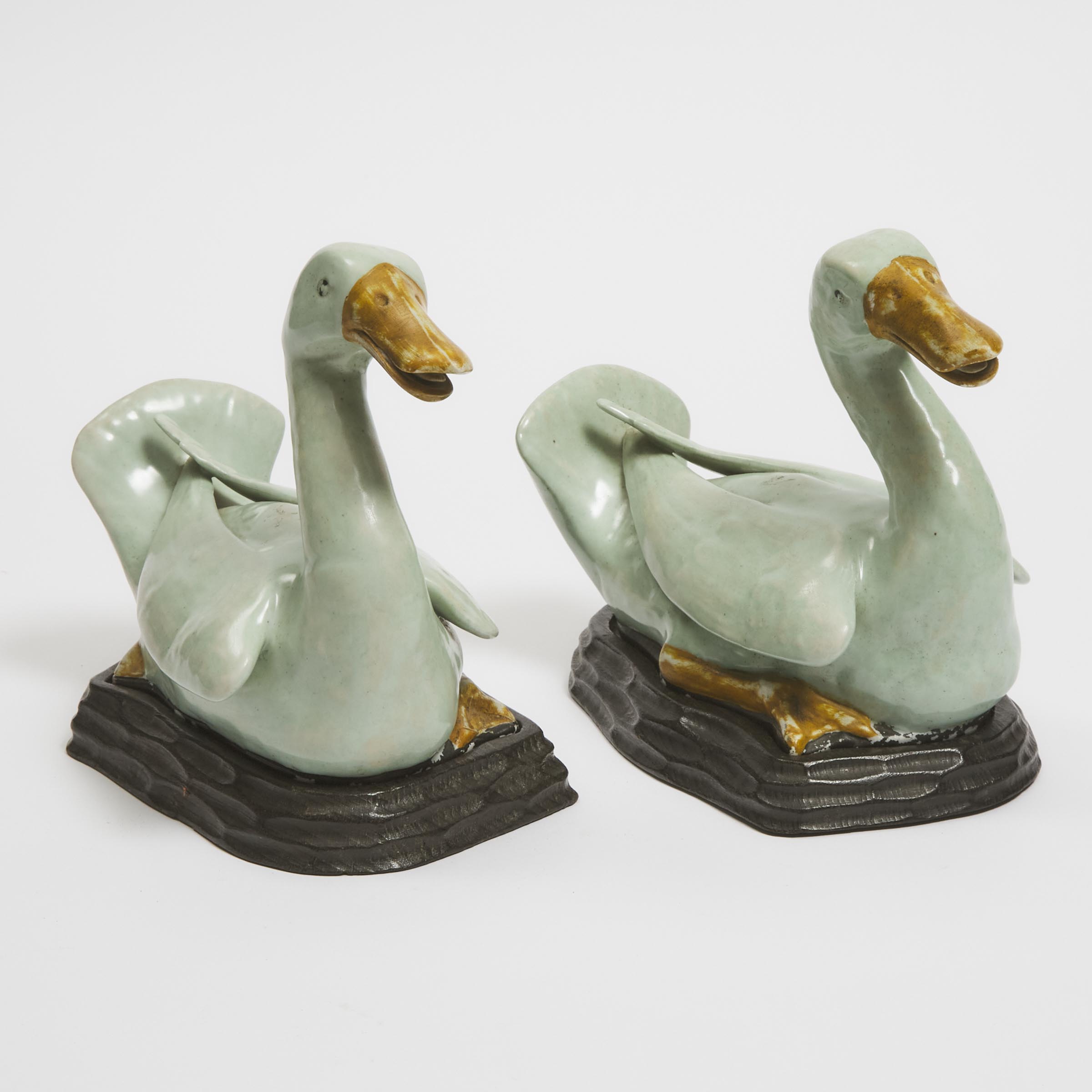A Pair of Chinese Export Green-Enameled