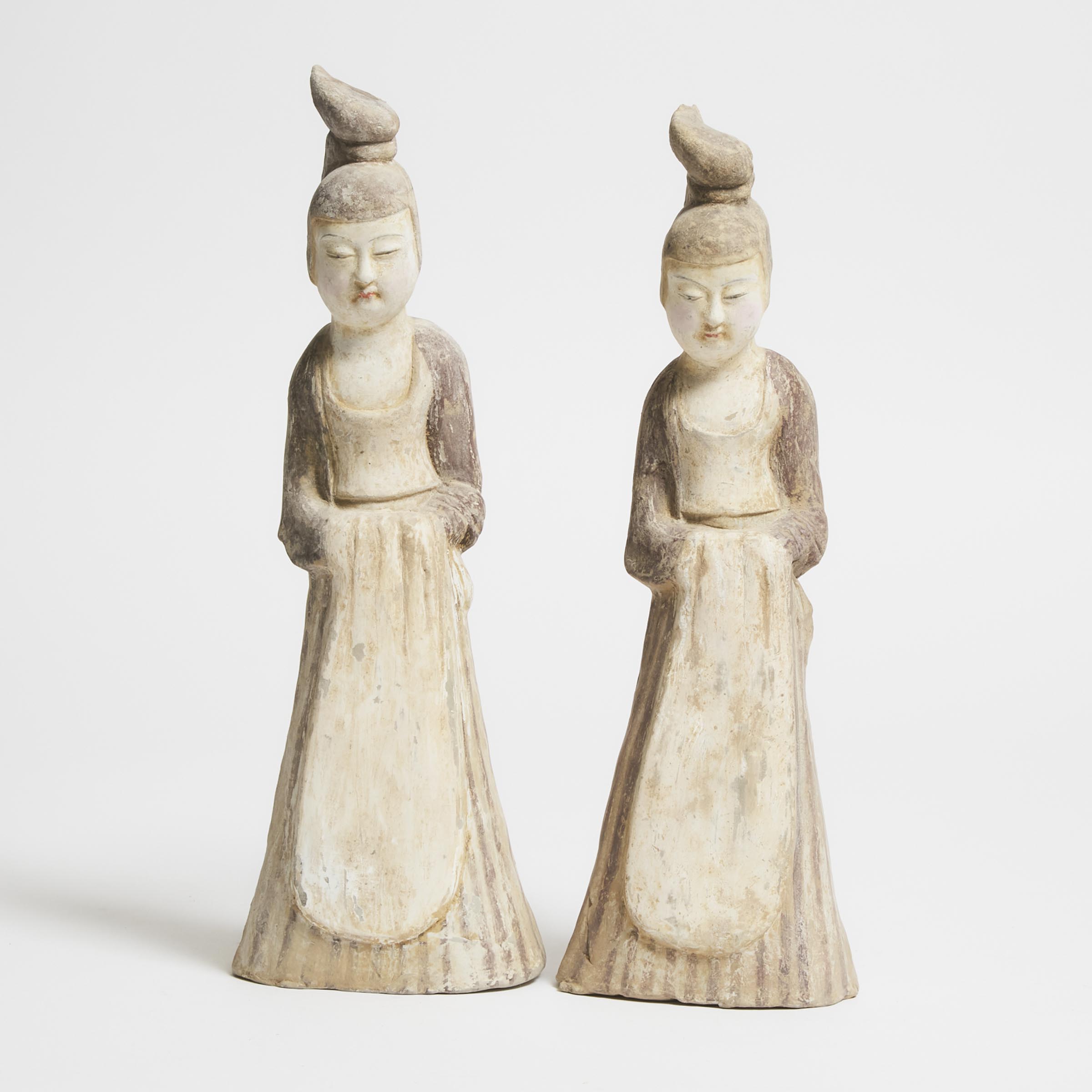 A Pair of Painted Pottery Ladies  279b11