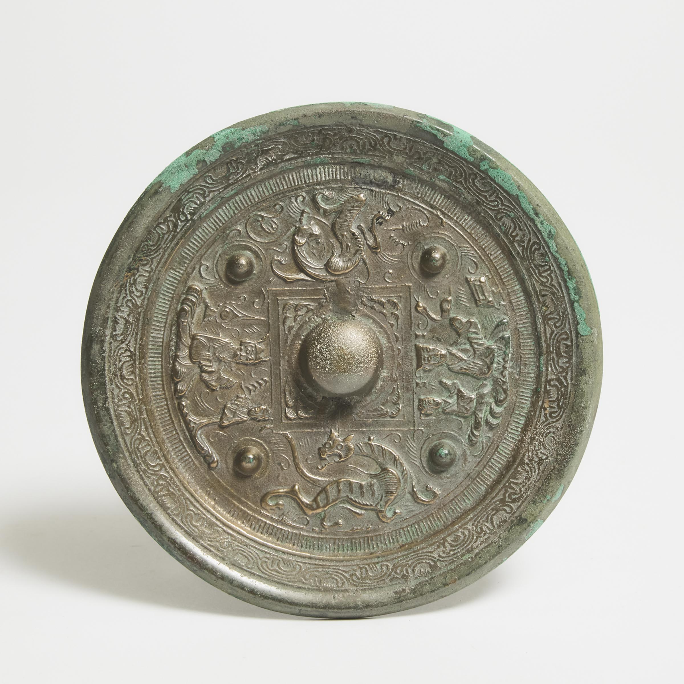 A Bronze Figural Mirror, Han Dynasty
