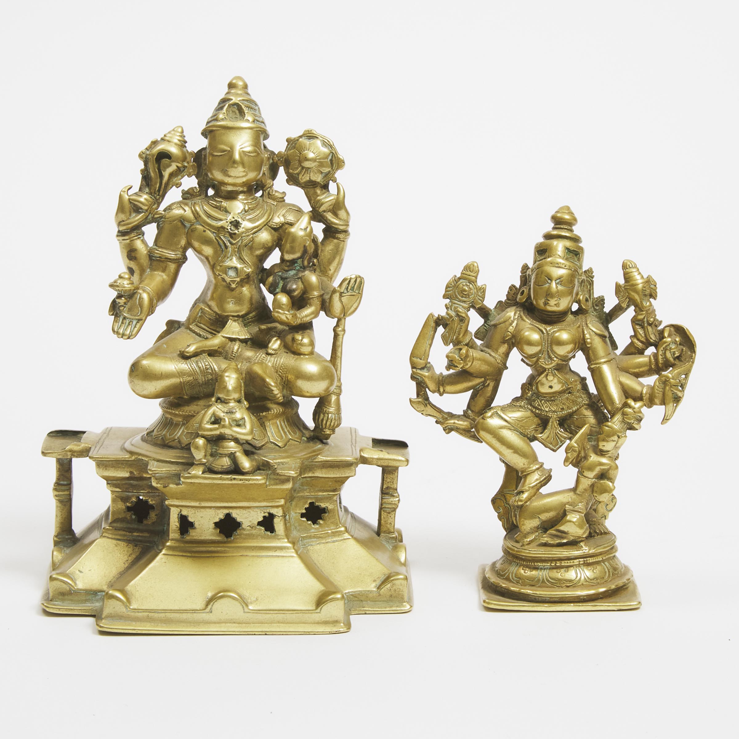 Two Indian Bronze Figures of Durga