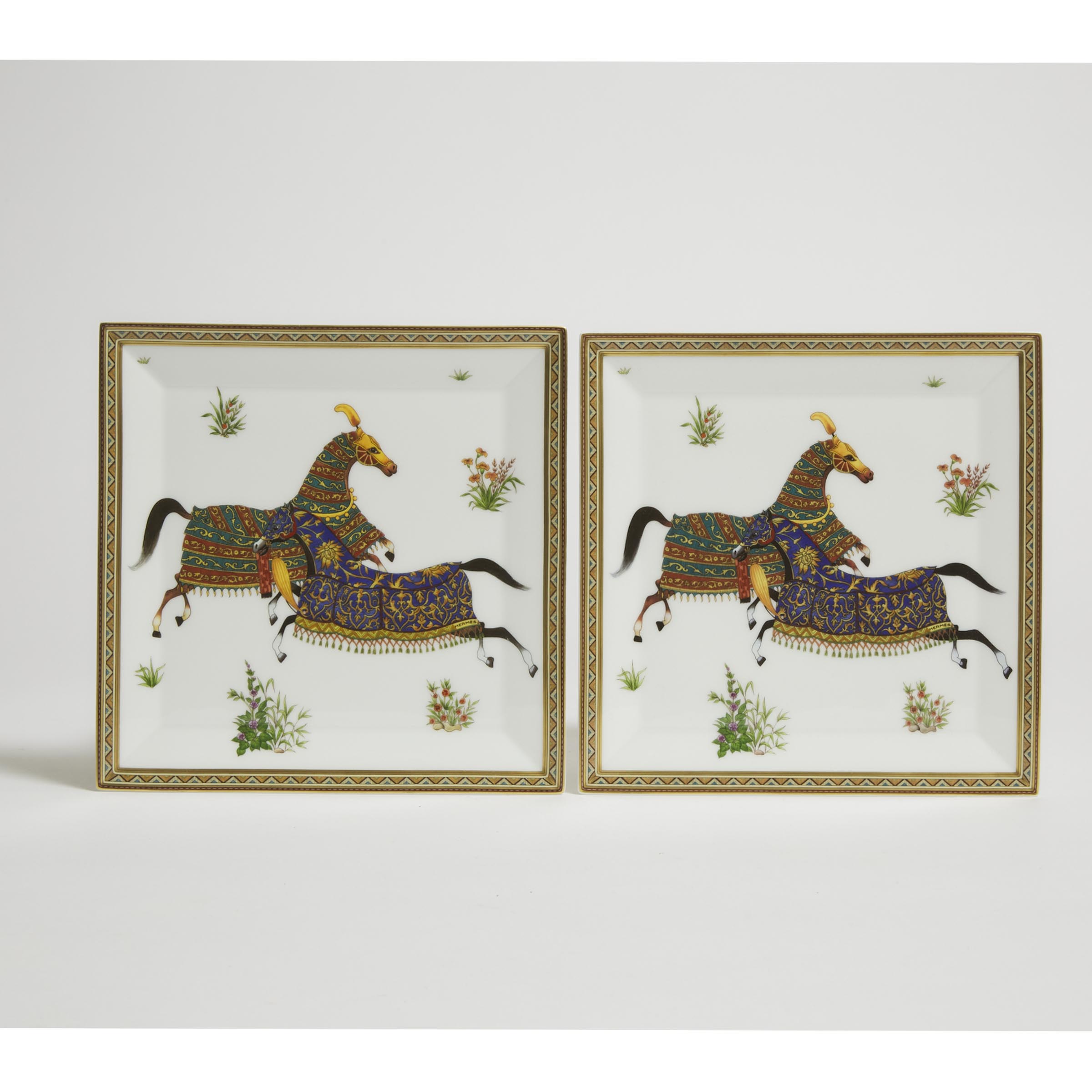 A Pair of 'Cheval d'Orient' Porcelain