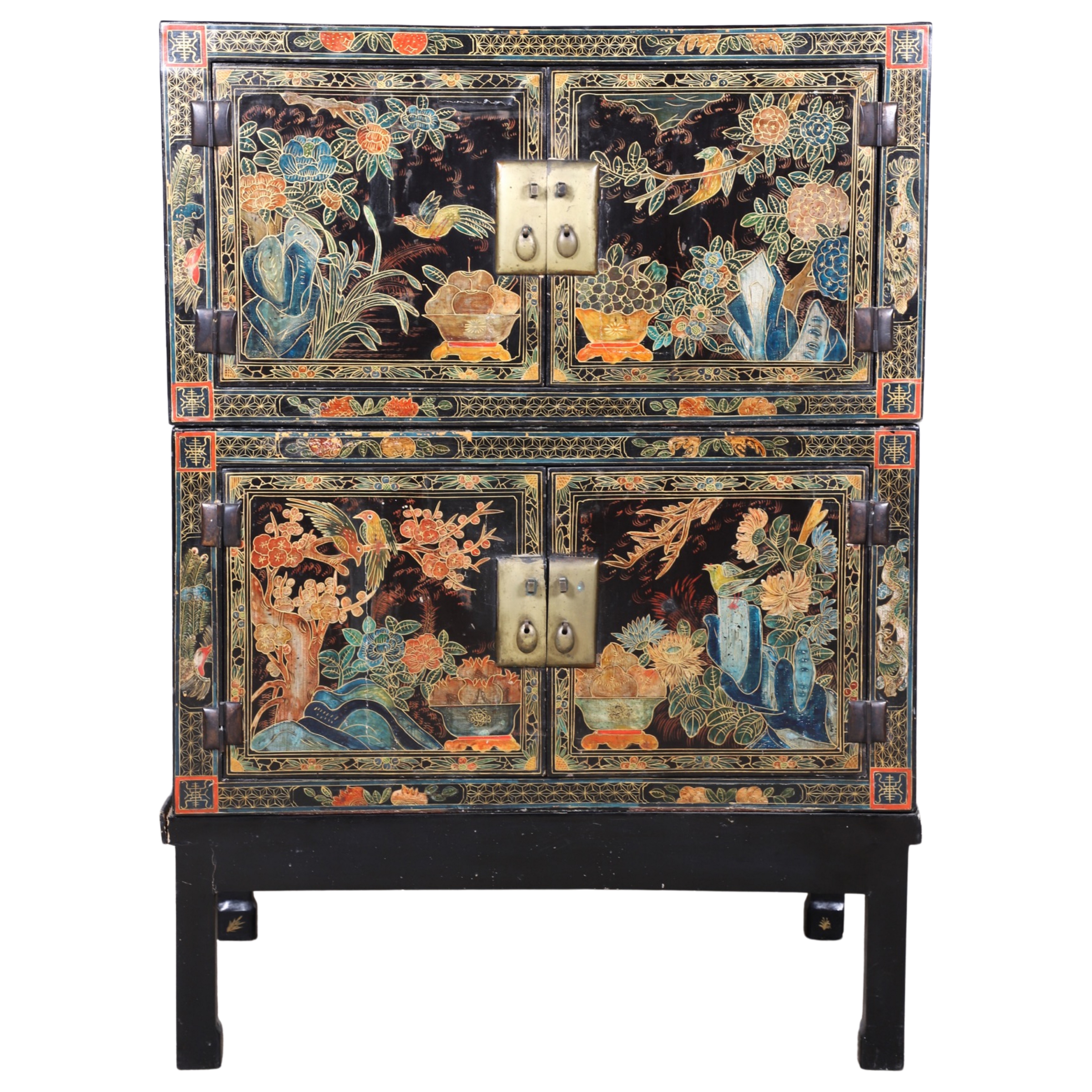 Chinoiserie paint decorated stacked 27a34b