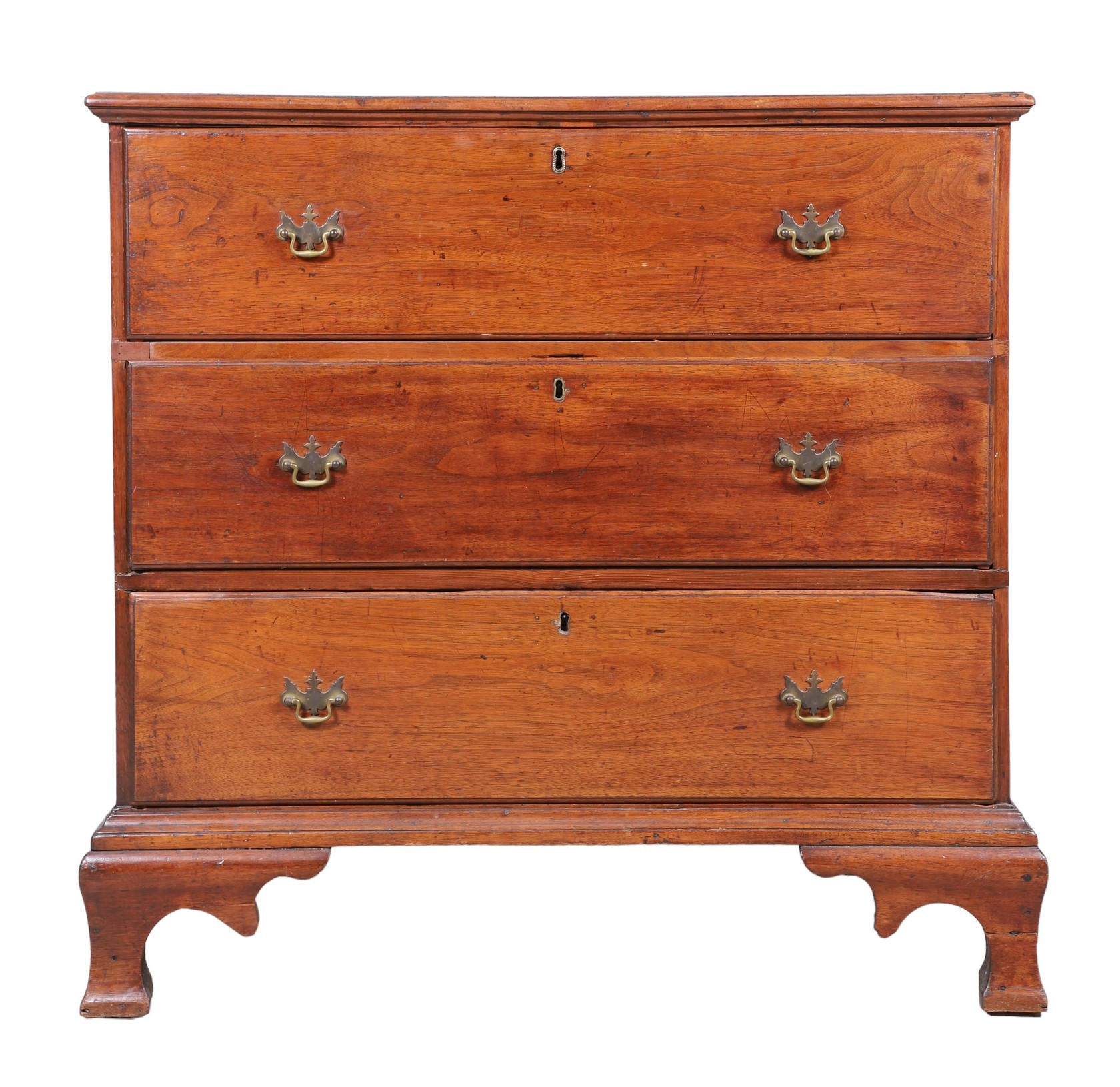 Walnut 3 Drawer Chippendale Chest,