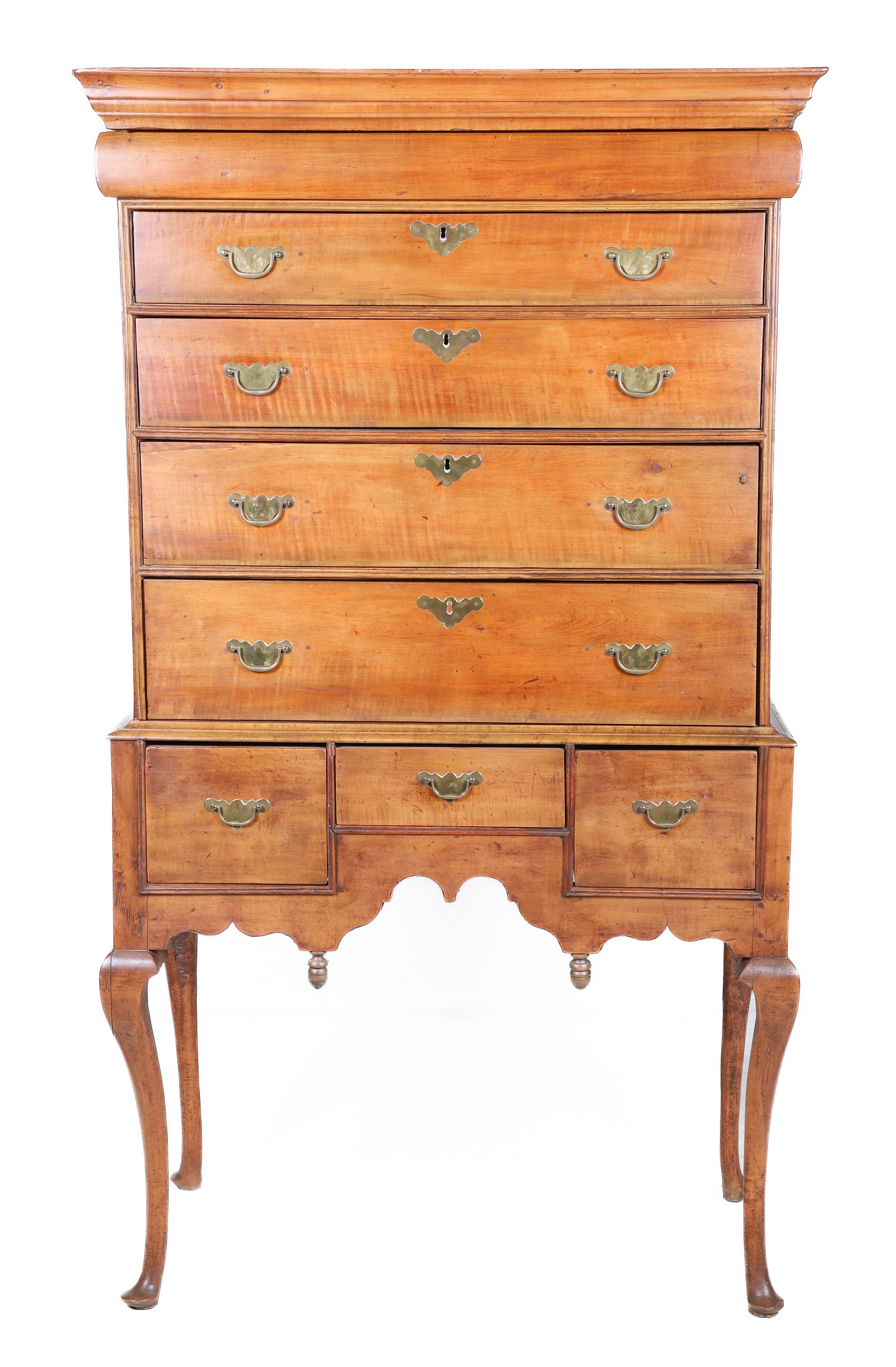 Figured Maple Queen Anne Highboy,