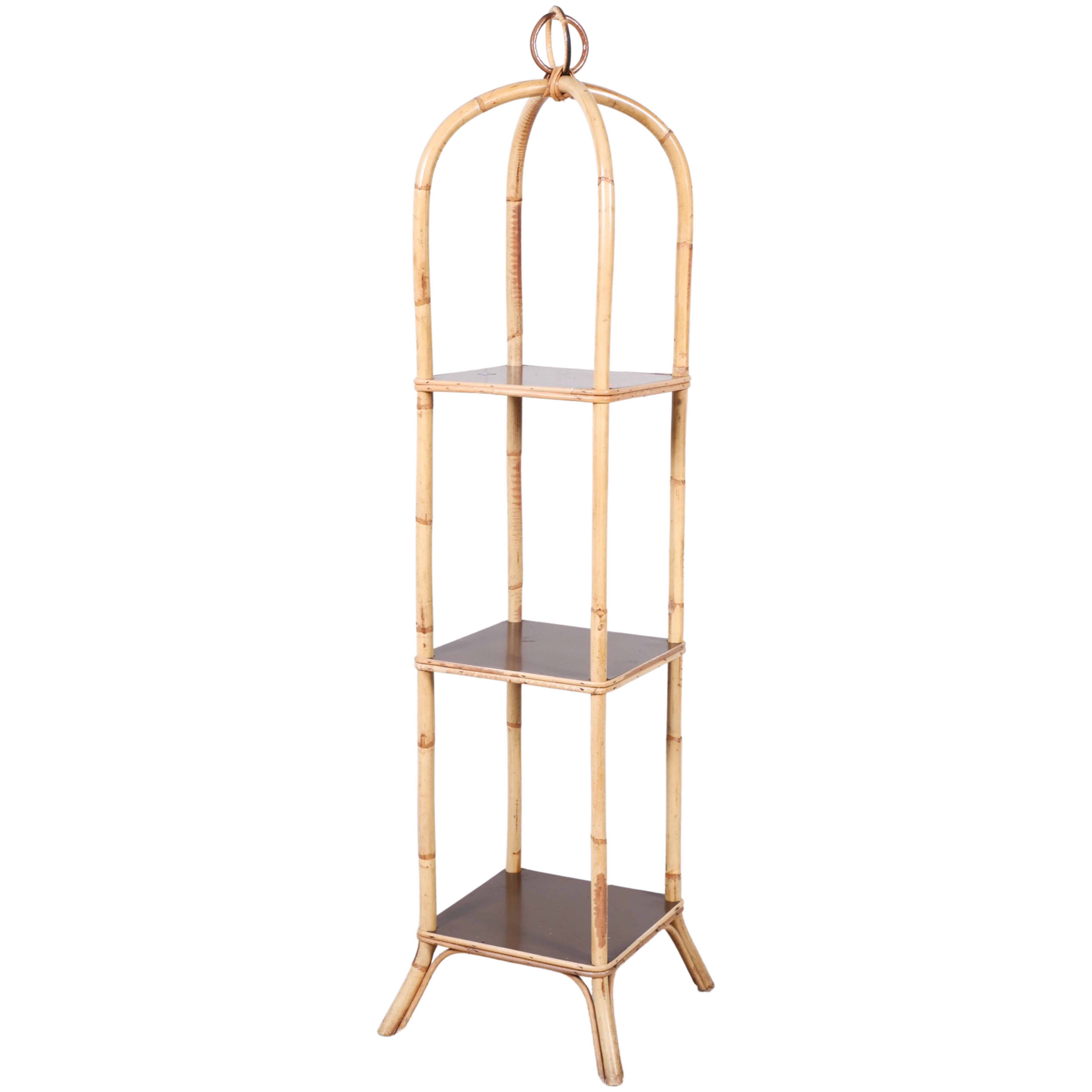 Bamboo and laminate 3 tier etagere  27a3b4