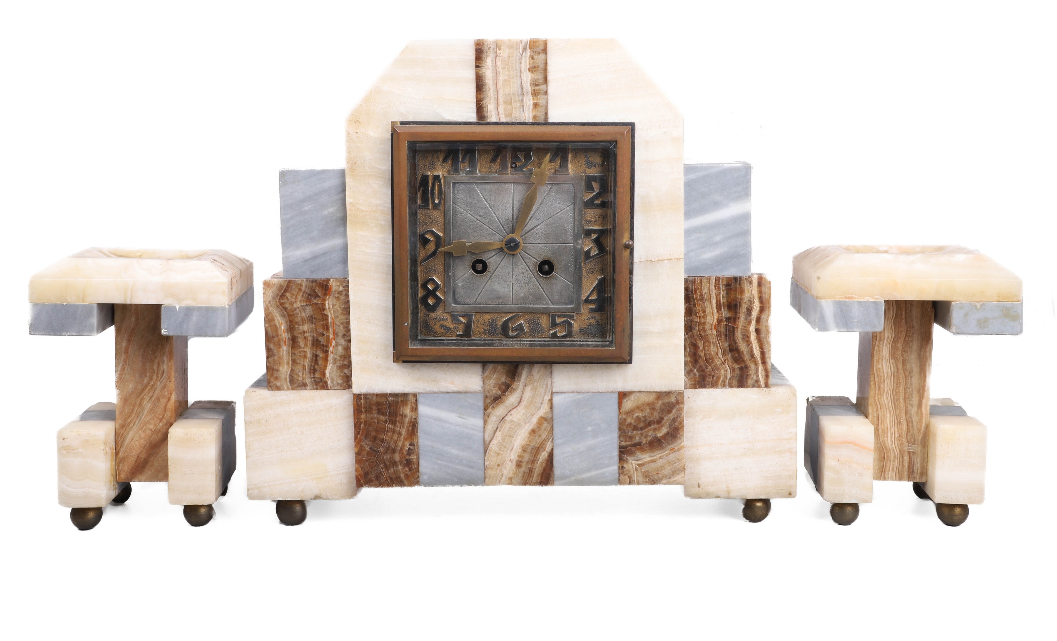 French Art Deco agate clock and 27a3bc