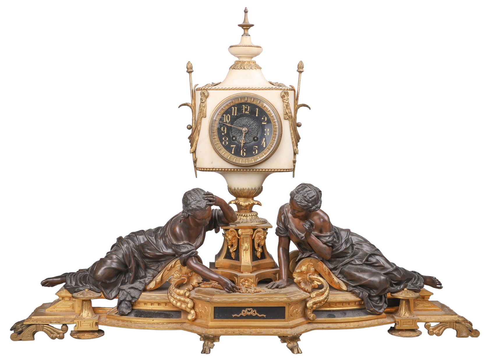 French Figural Bronze Mantle Clock,