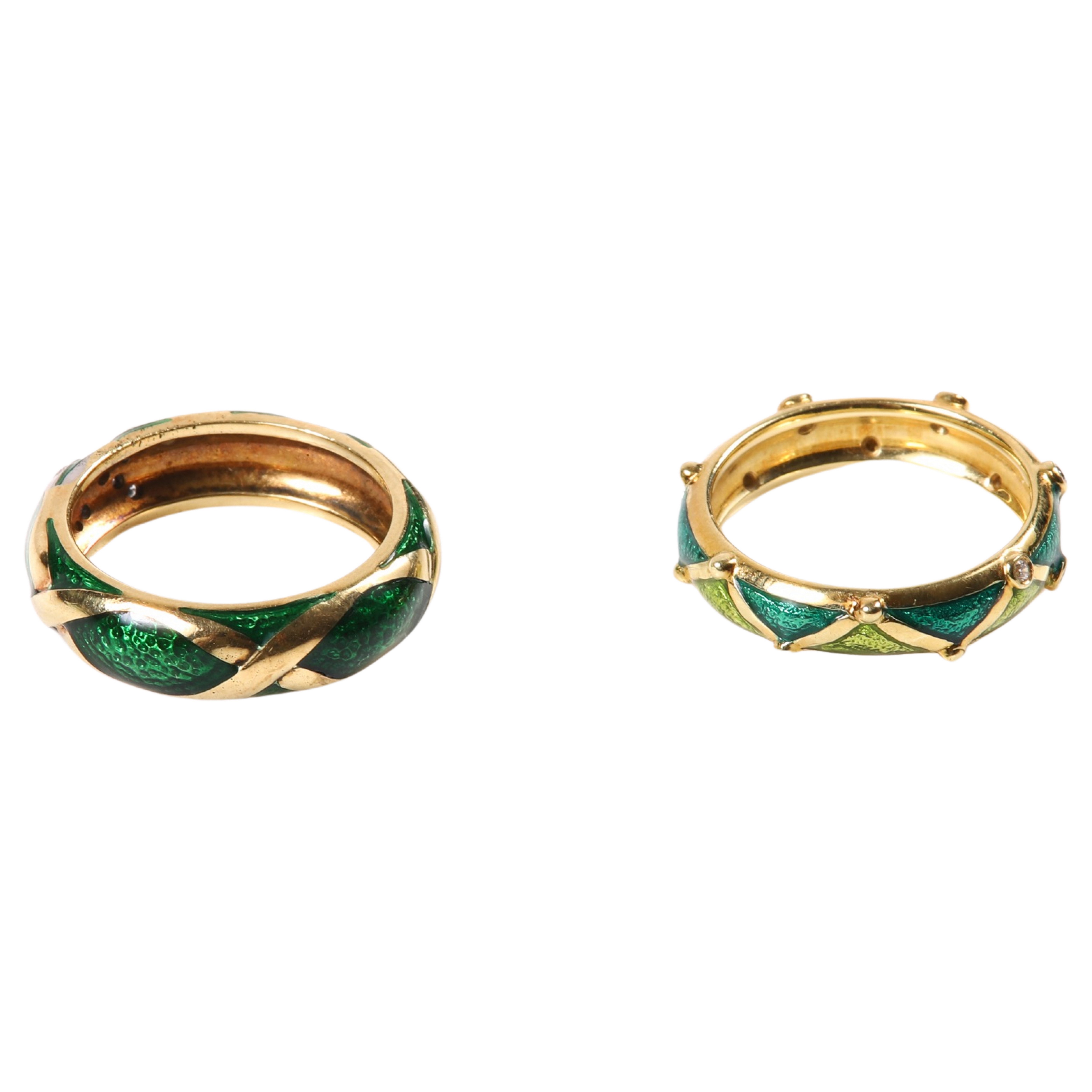  2 18K Hidalgo enamel bands green 27a3f0