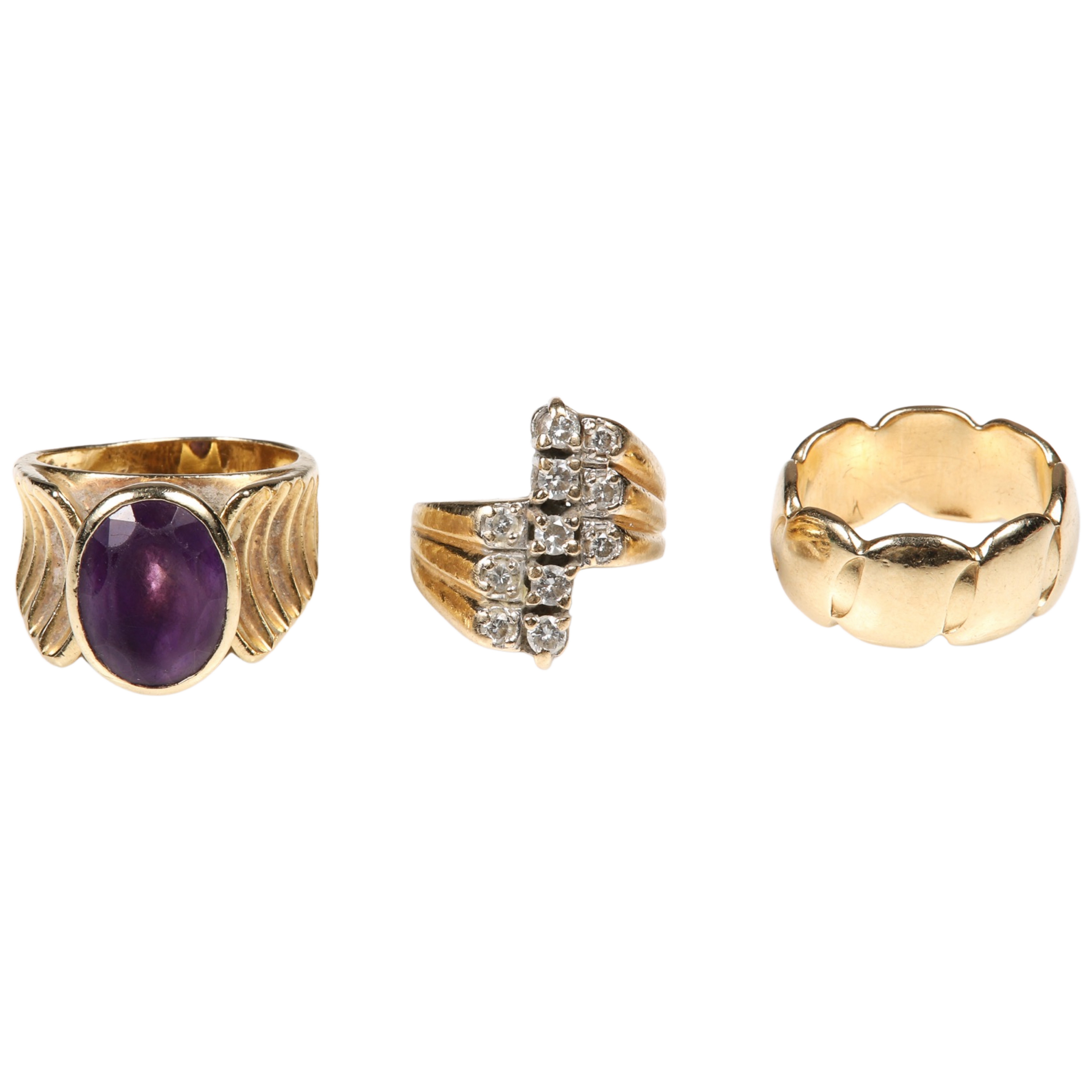 (3) 14K Yellow gold rings to include
