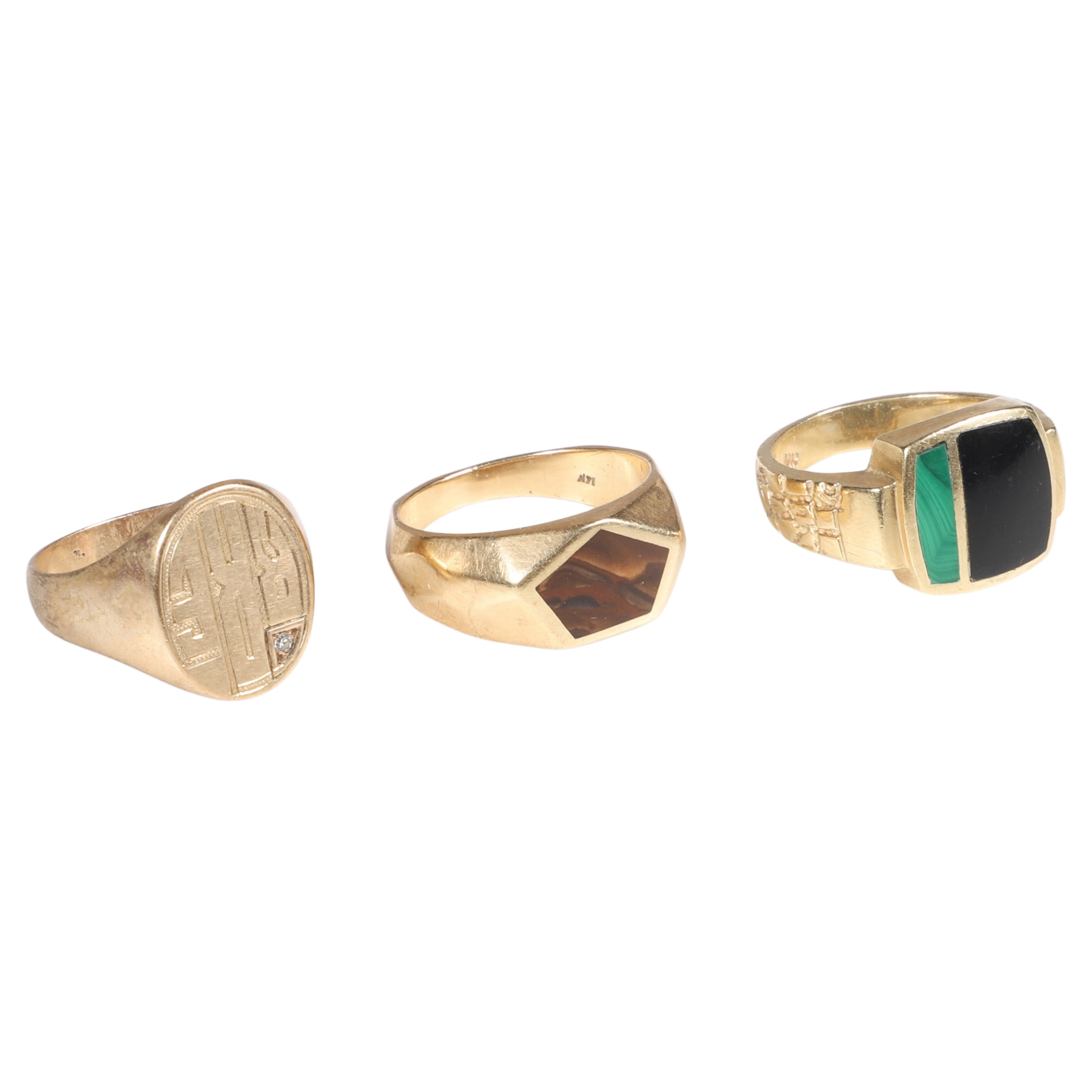  3 Mens gold rings to include 27a3fb