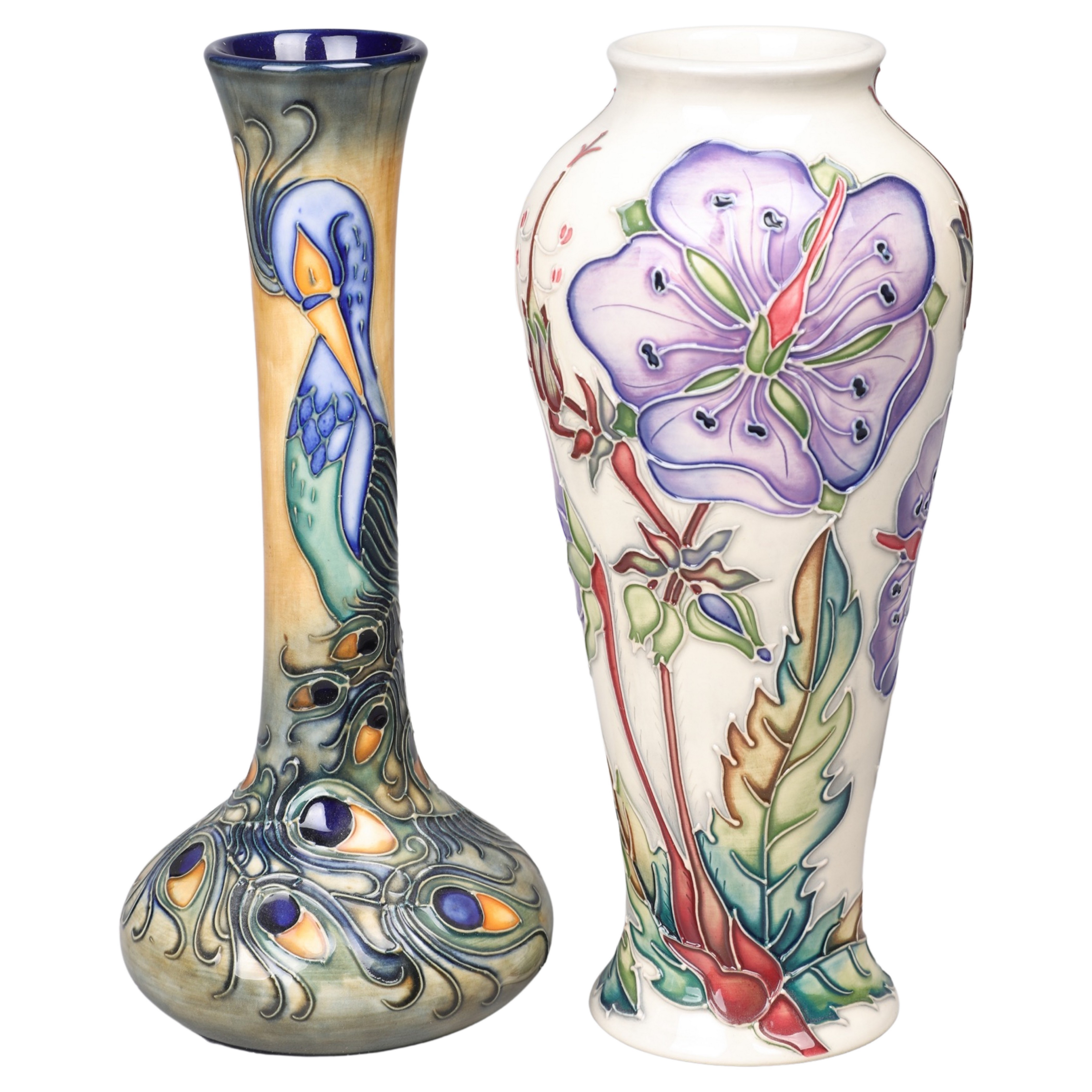 (2) Moorcroft pottery vases, c/o