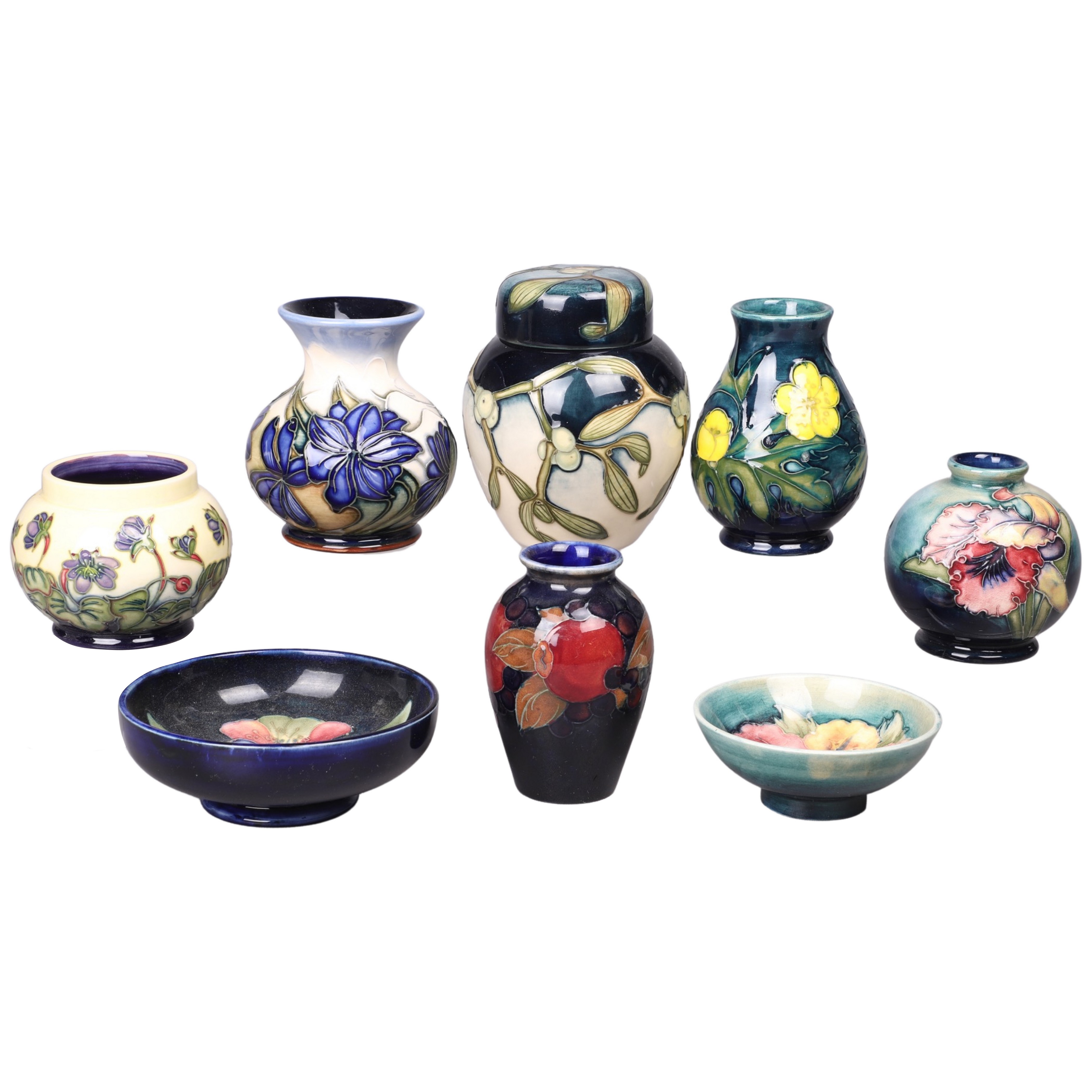  8 Pcs miniature Moorcroft pottery  27a44a