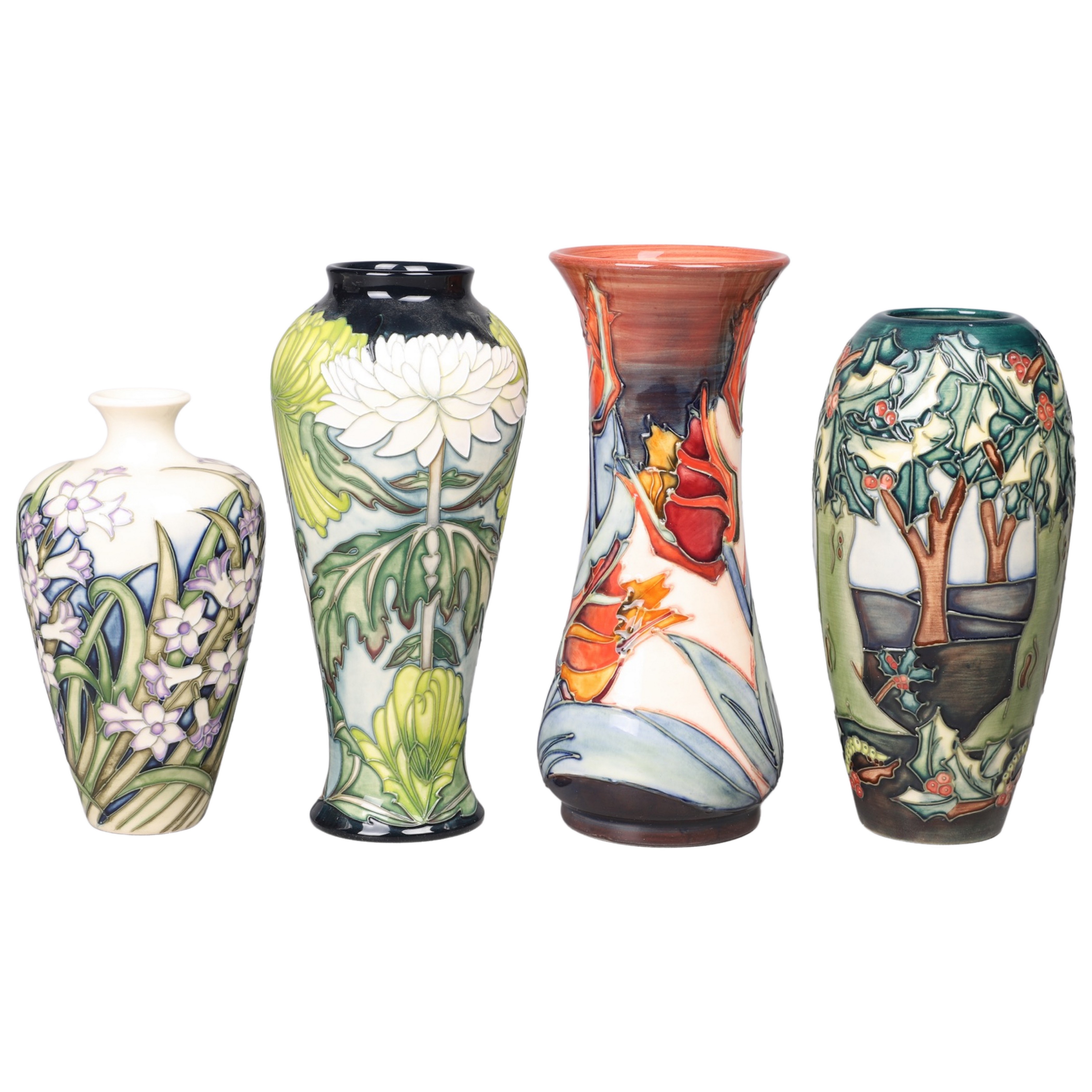 (4) Moorcroft pottery vases, c/o