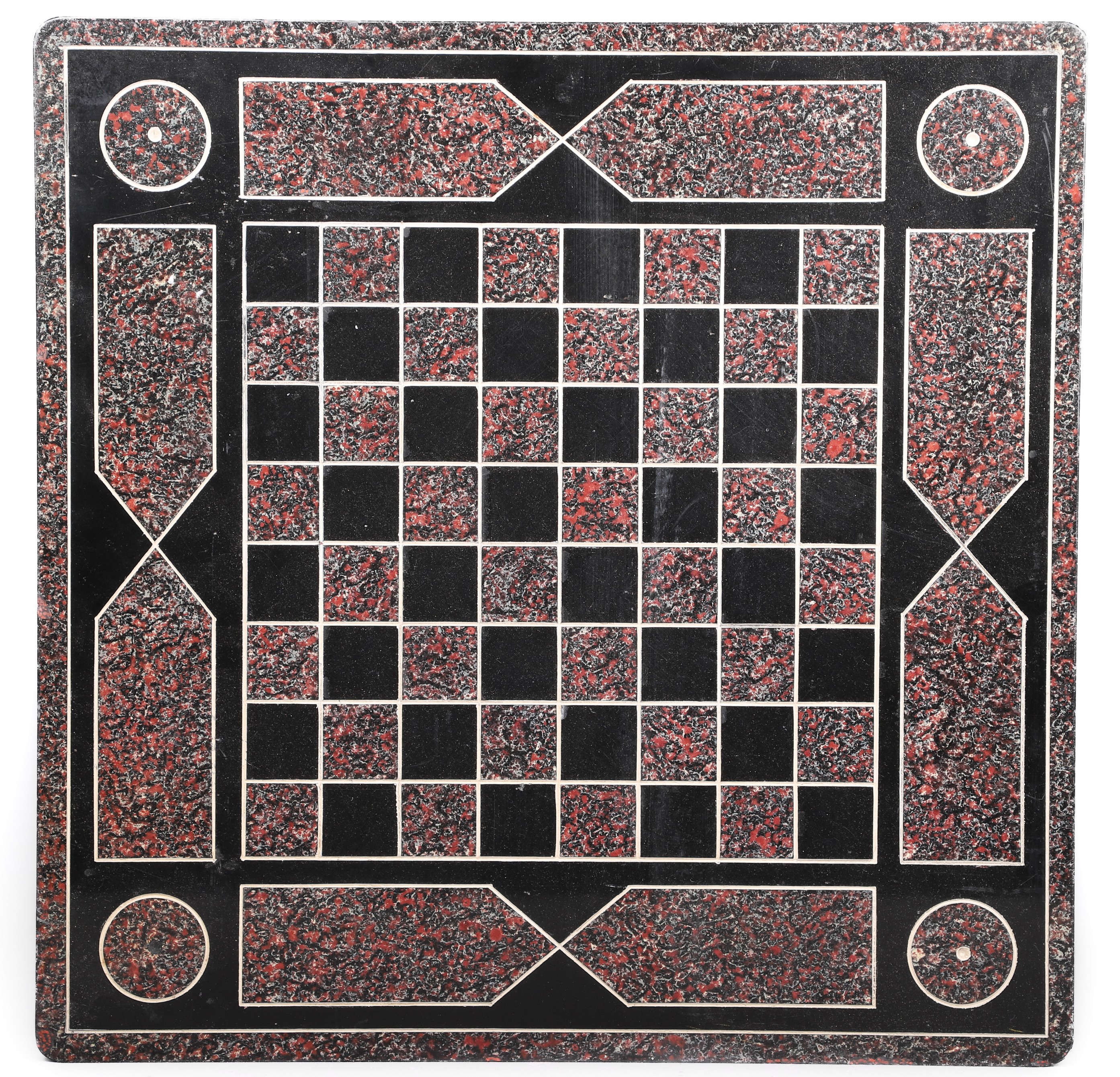 Marbleized slate game board, in