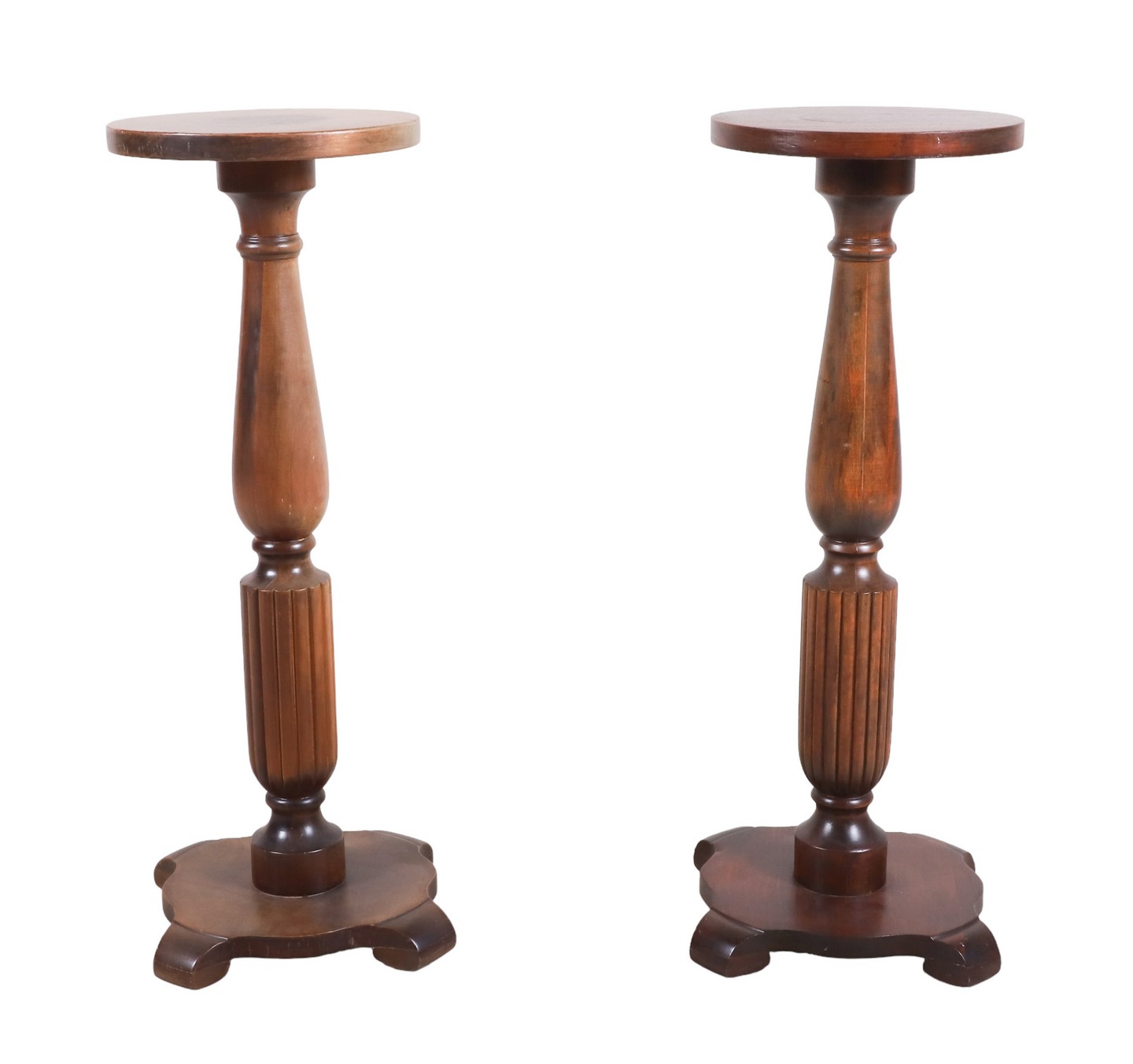 Pair Carved mahogany pedestals,