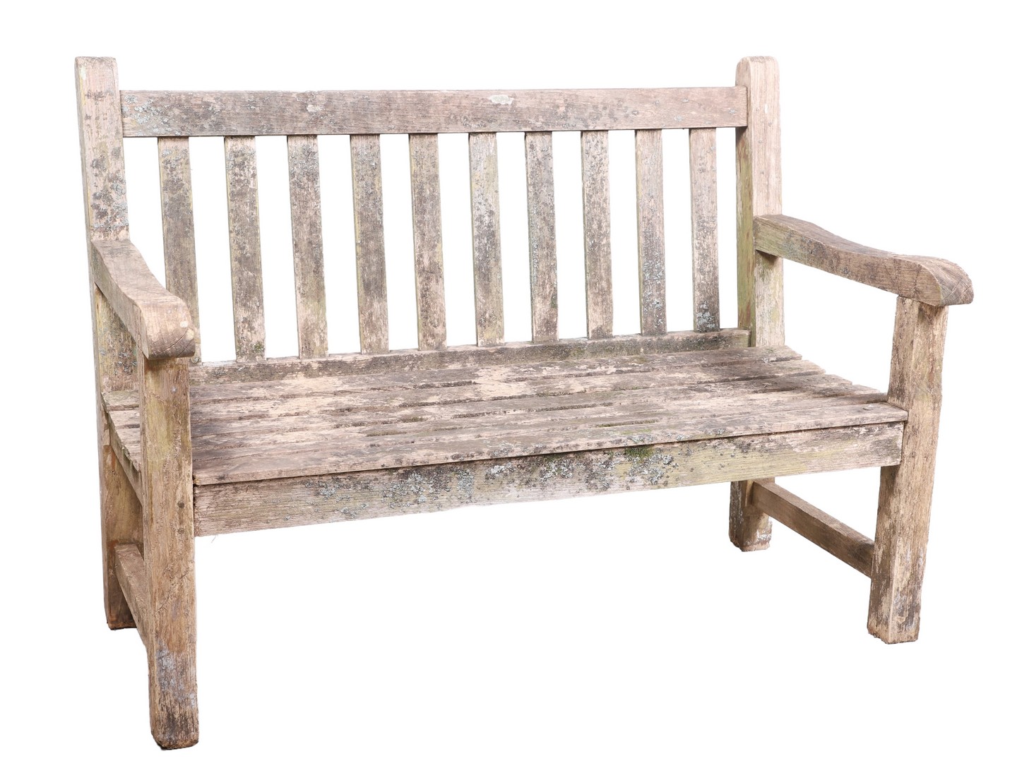 Teak garden bench, slatted back