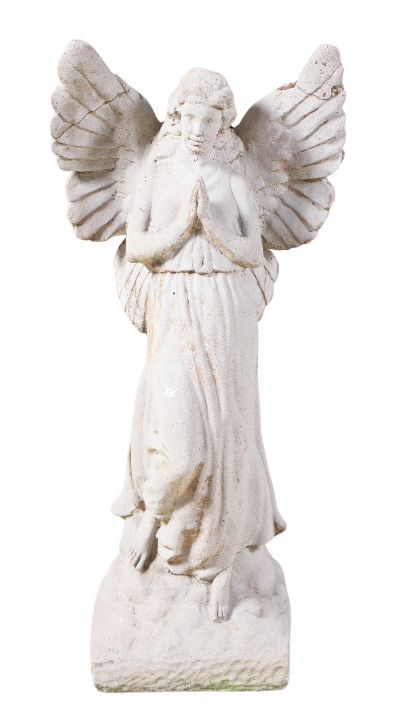 Concrete garden statue of an angel,