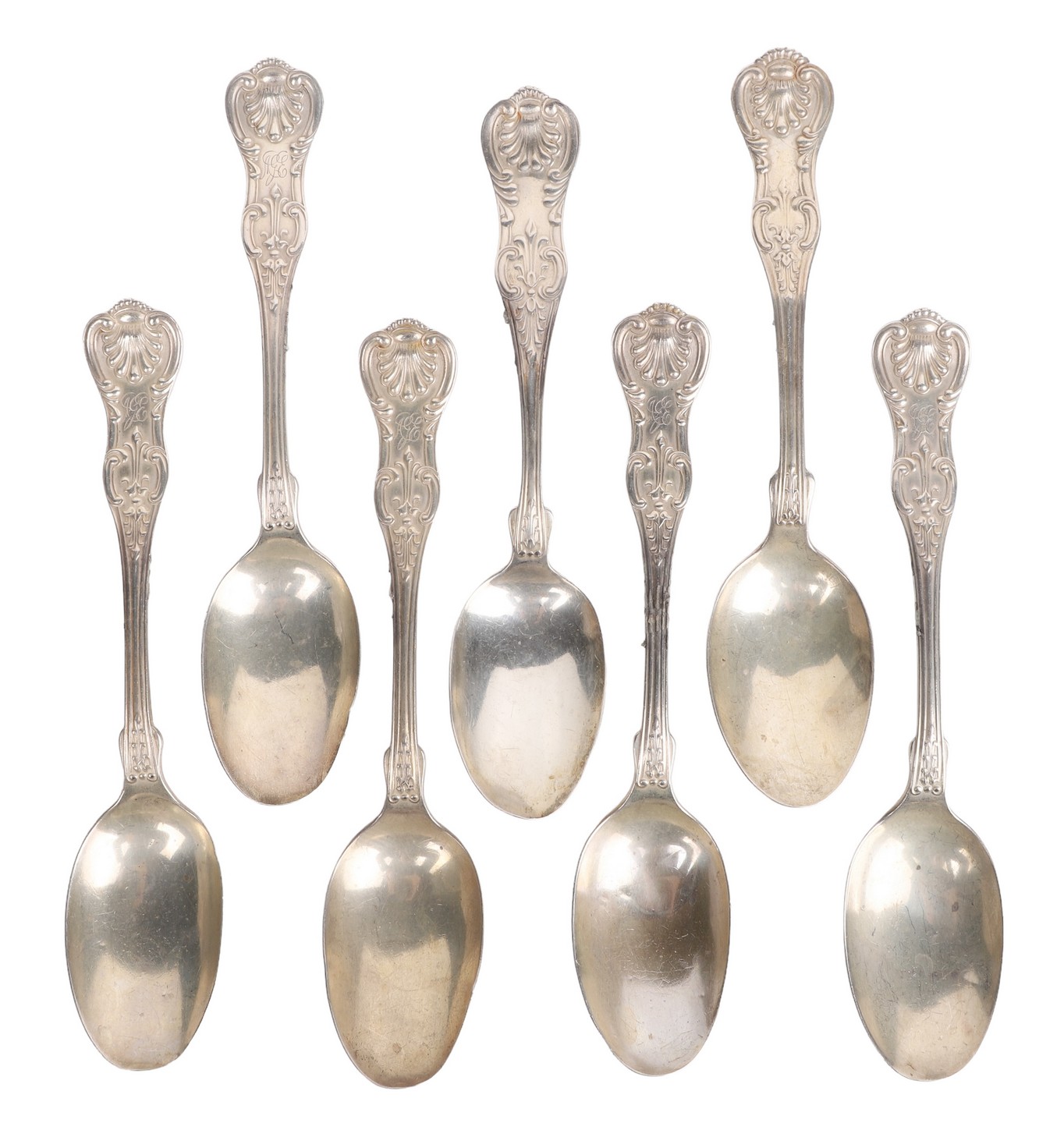 (7) JE Caldwell teaspoons, 3-letter