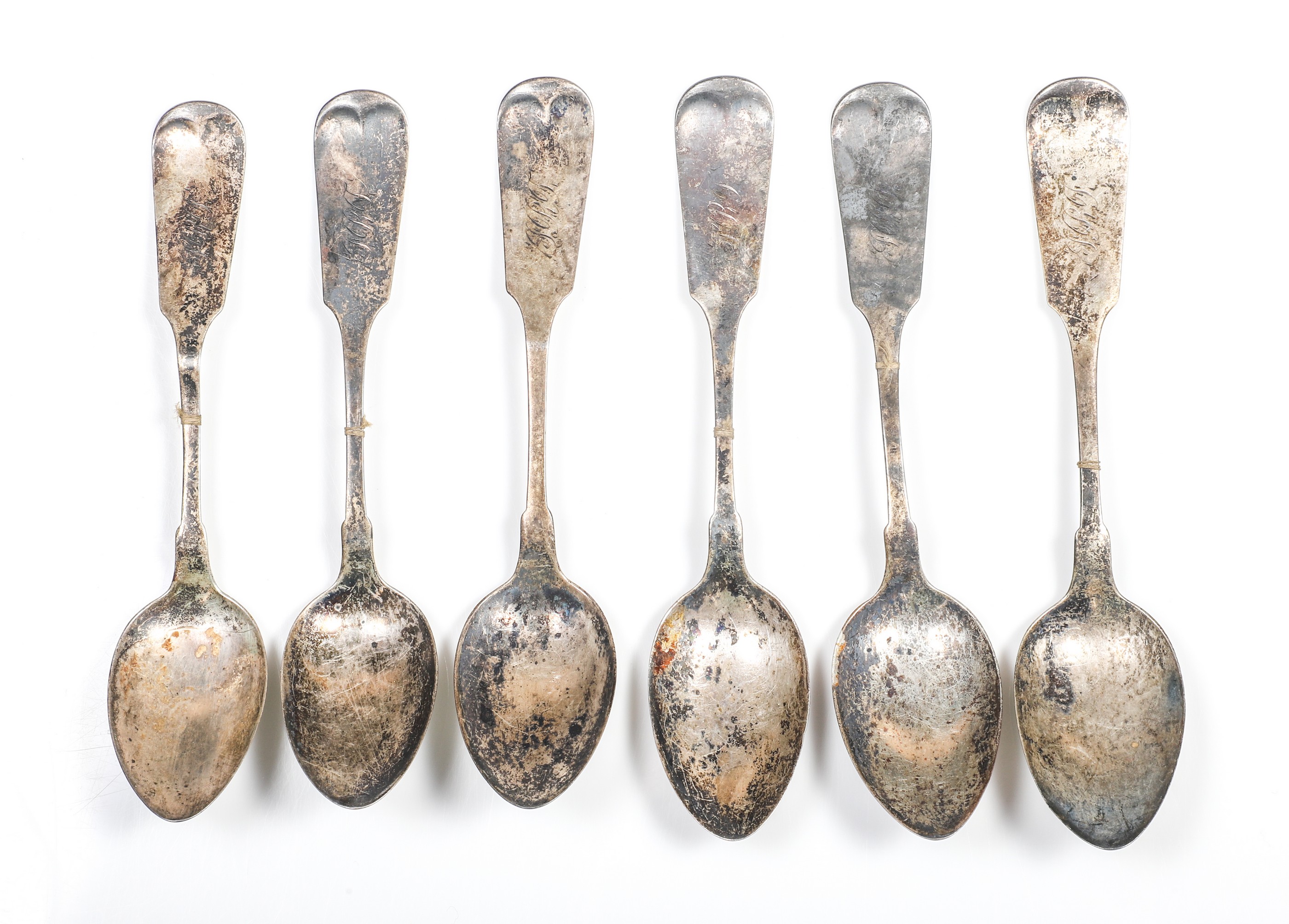 (6) Sterling silver fiddleback teaspoons,