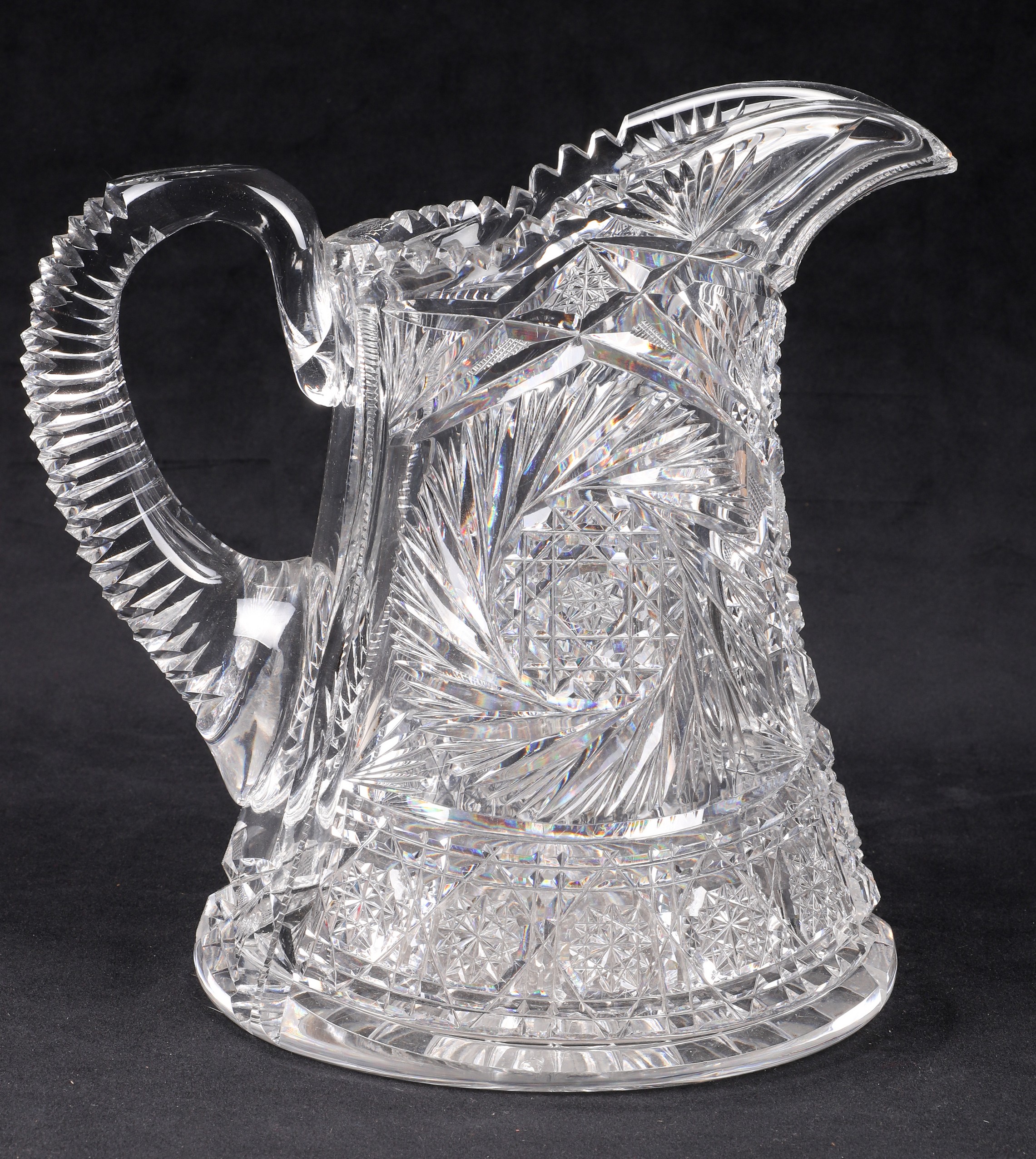 Brilliant cut glass pitcher, pinwheel