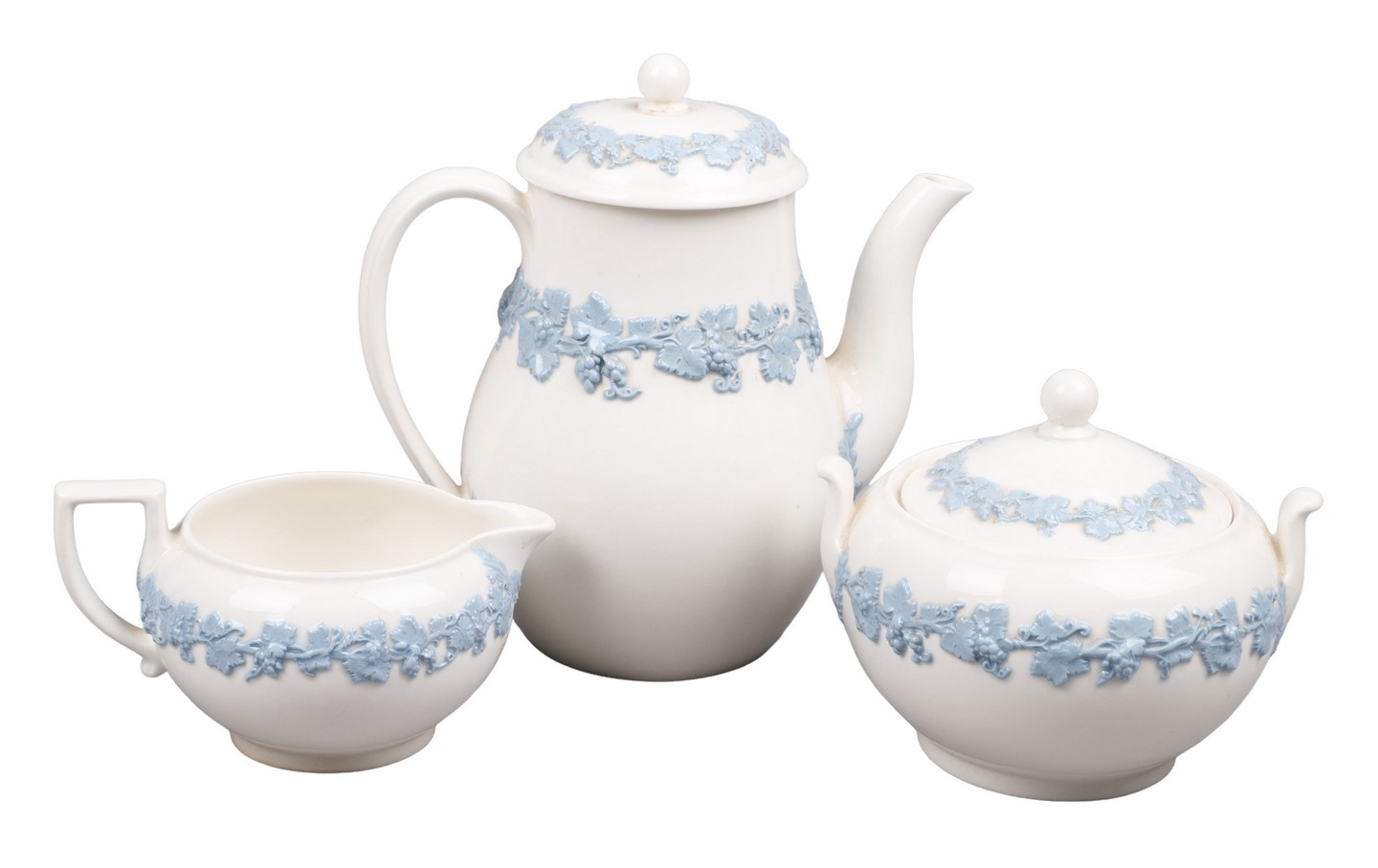 Wedgwood blue on white Queensware coffee