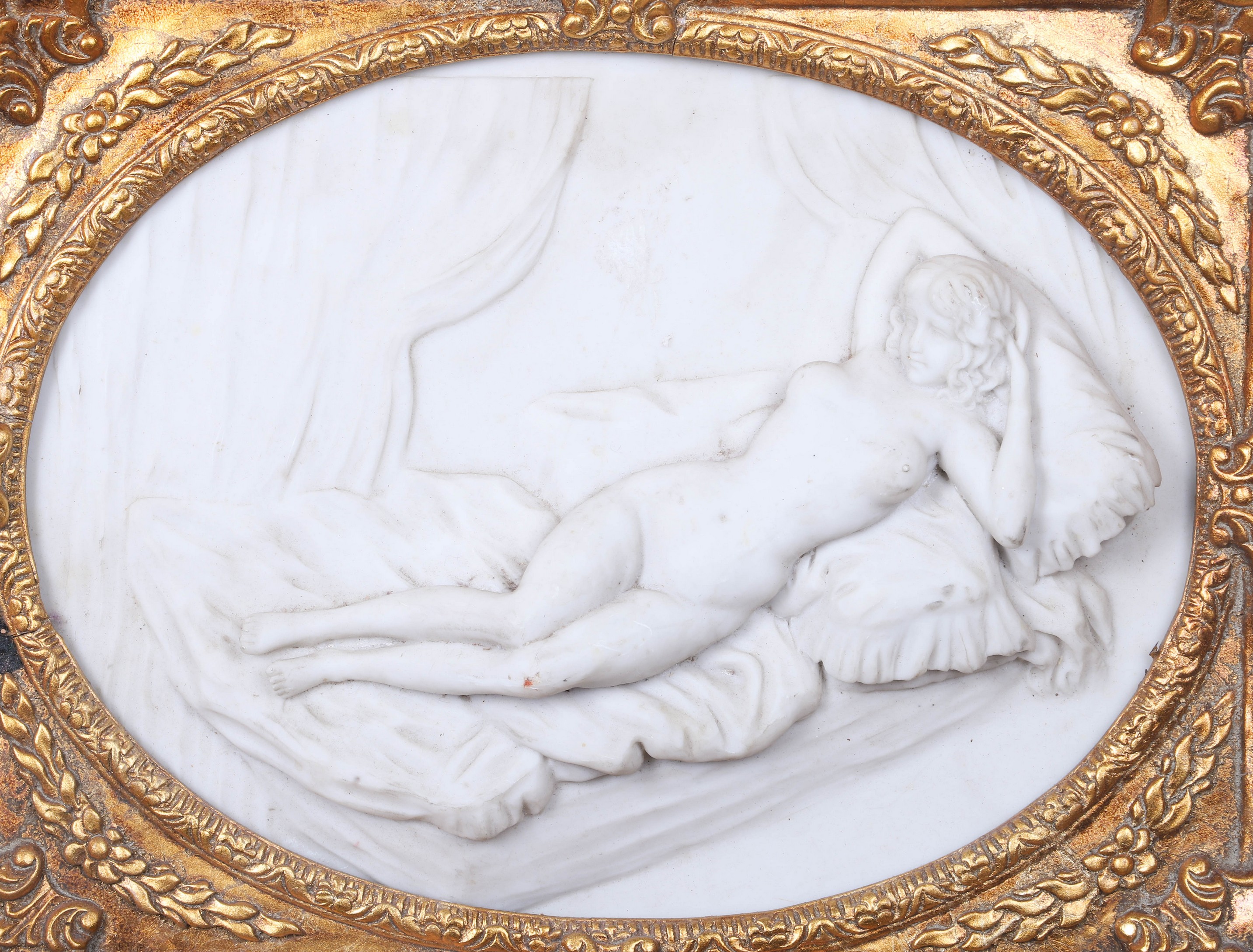 Carved alabaster relief plaque  27a5e8