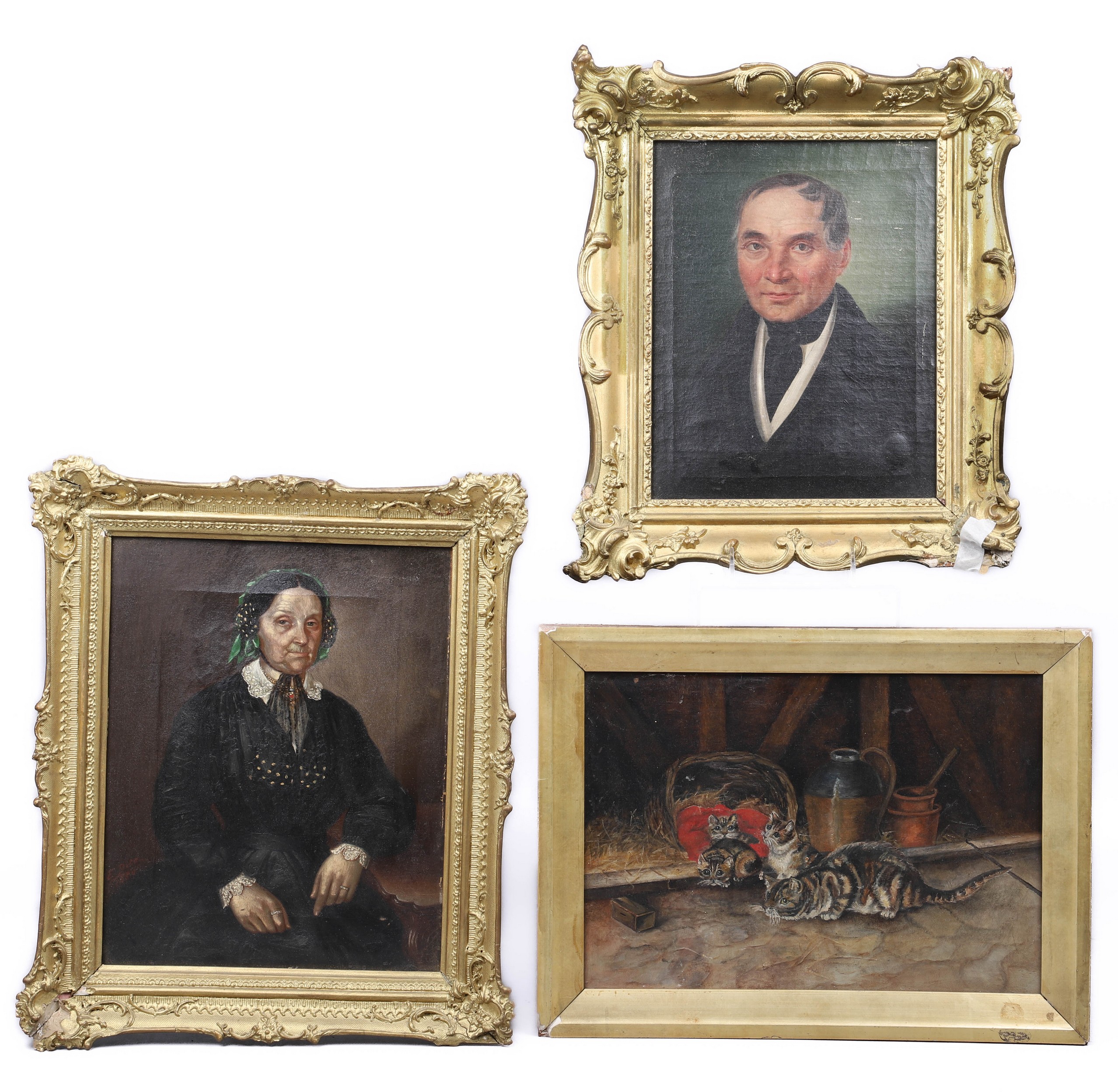 3 Antique Oil Paintings, Continental